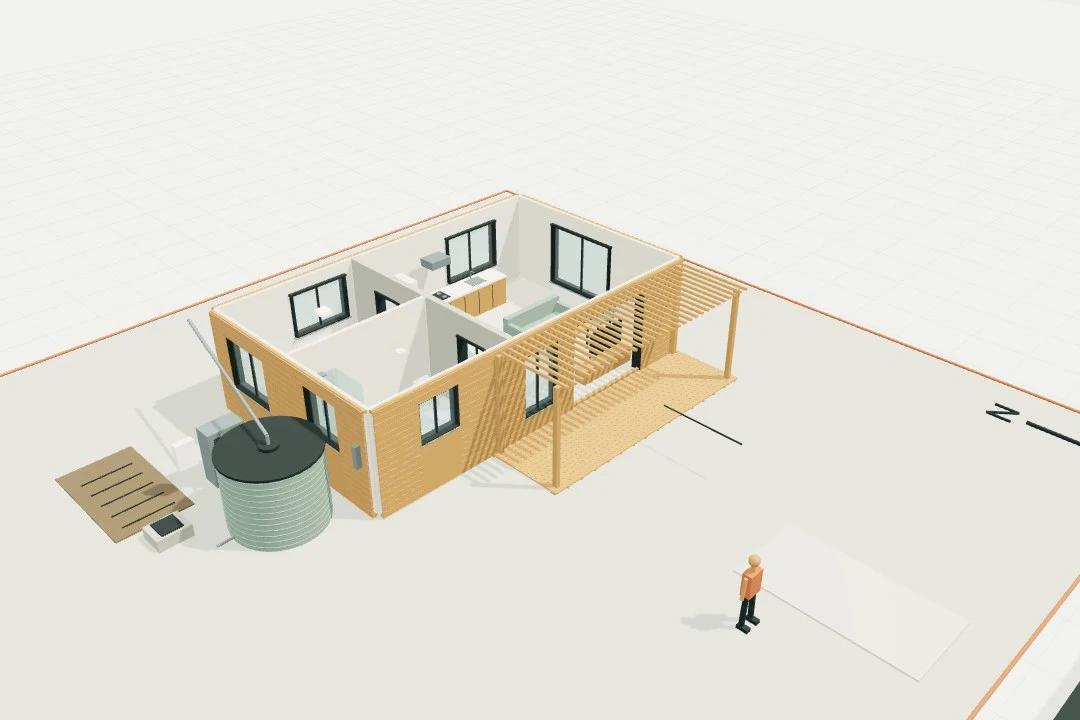 Solar and Thermal Mass · 60 m² Dwelling
