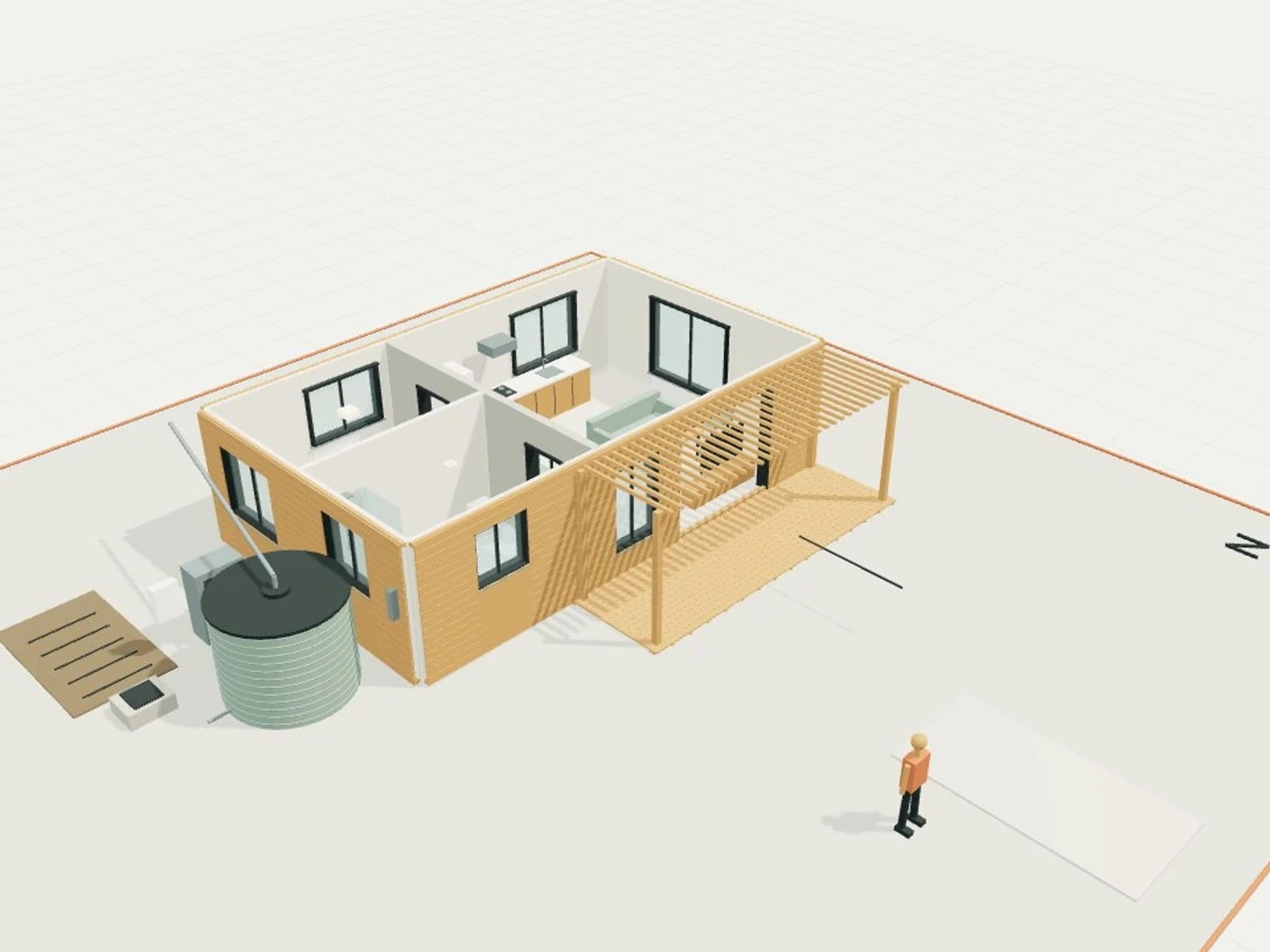 Solar and Thermal Mass · 60 m² Dwelling
