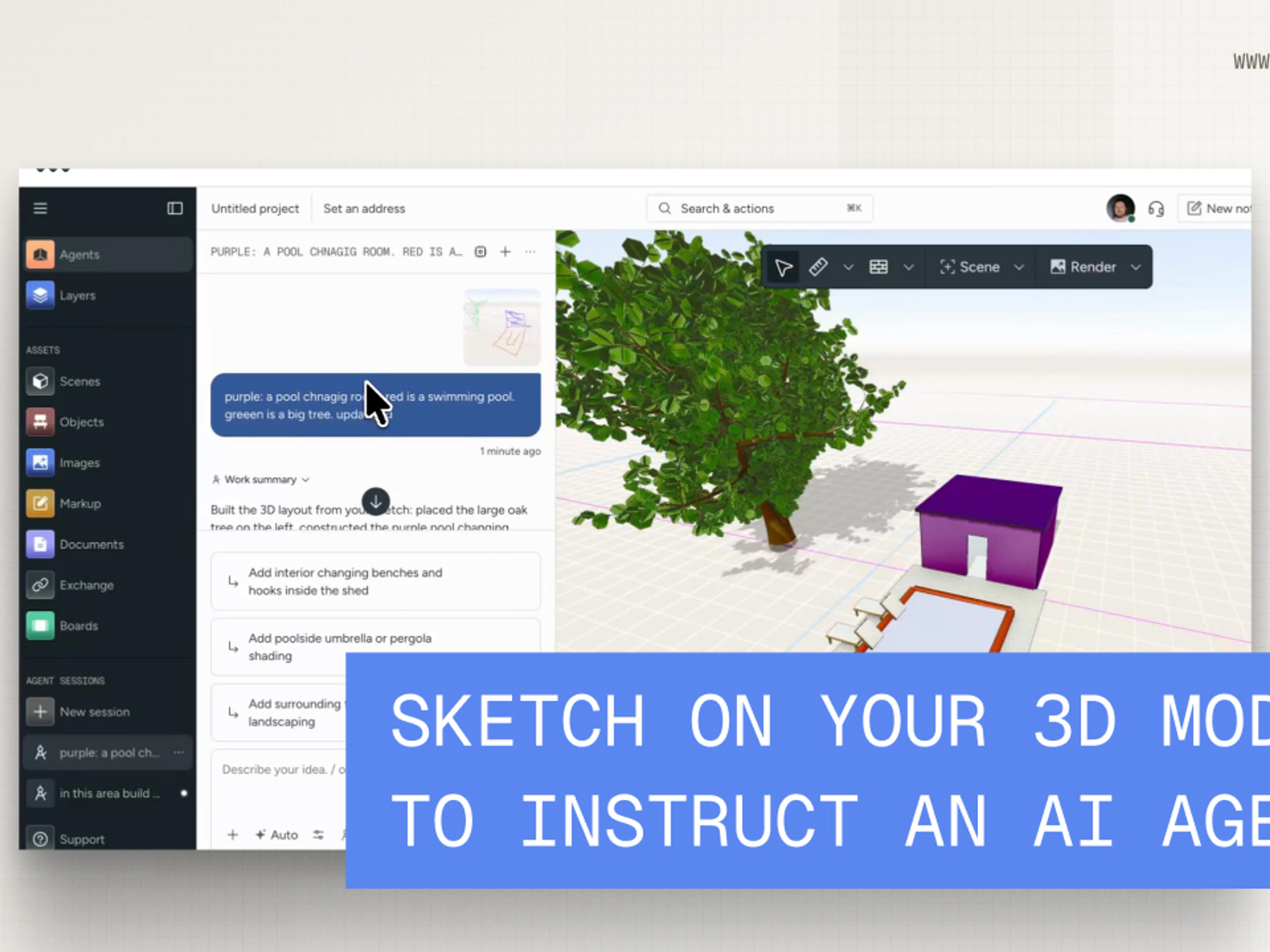 Sketch on Your 3D Model to Instruct an AI Agent