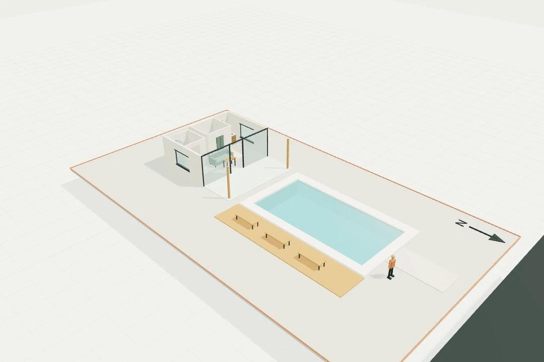 Pool house, 35 m² + covered terrace
