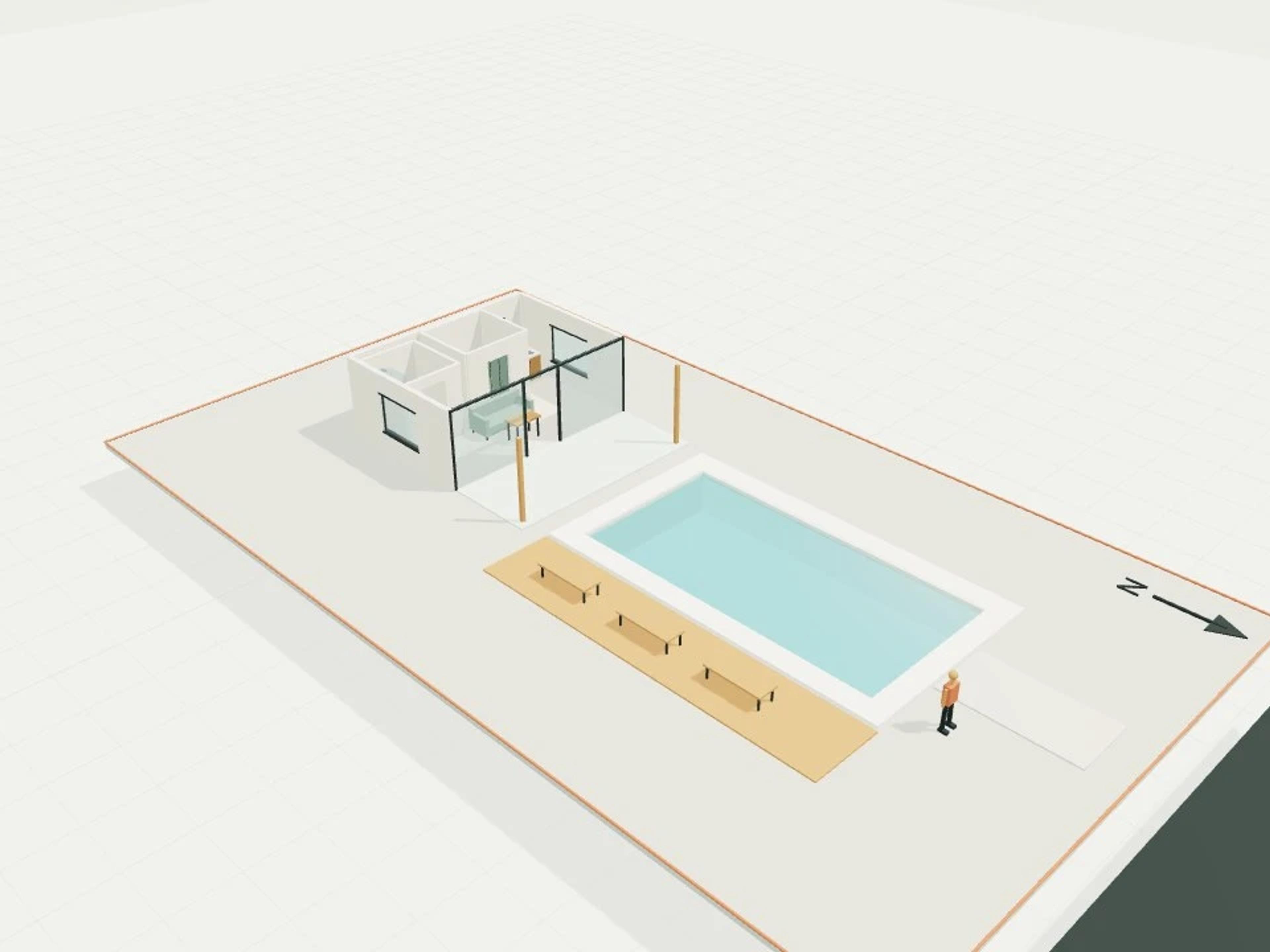 Pool house, 35 m² + covered terrace