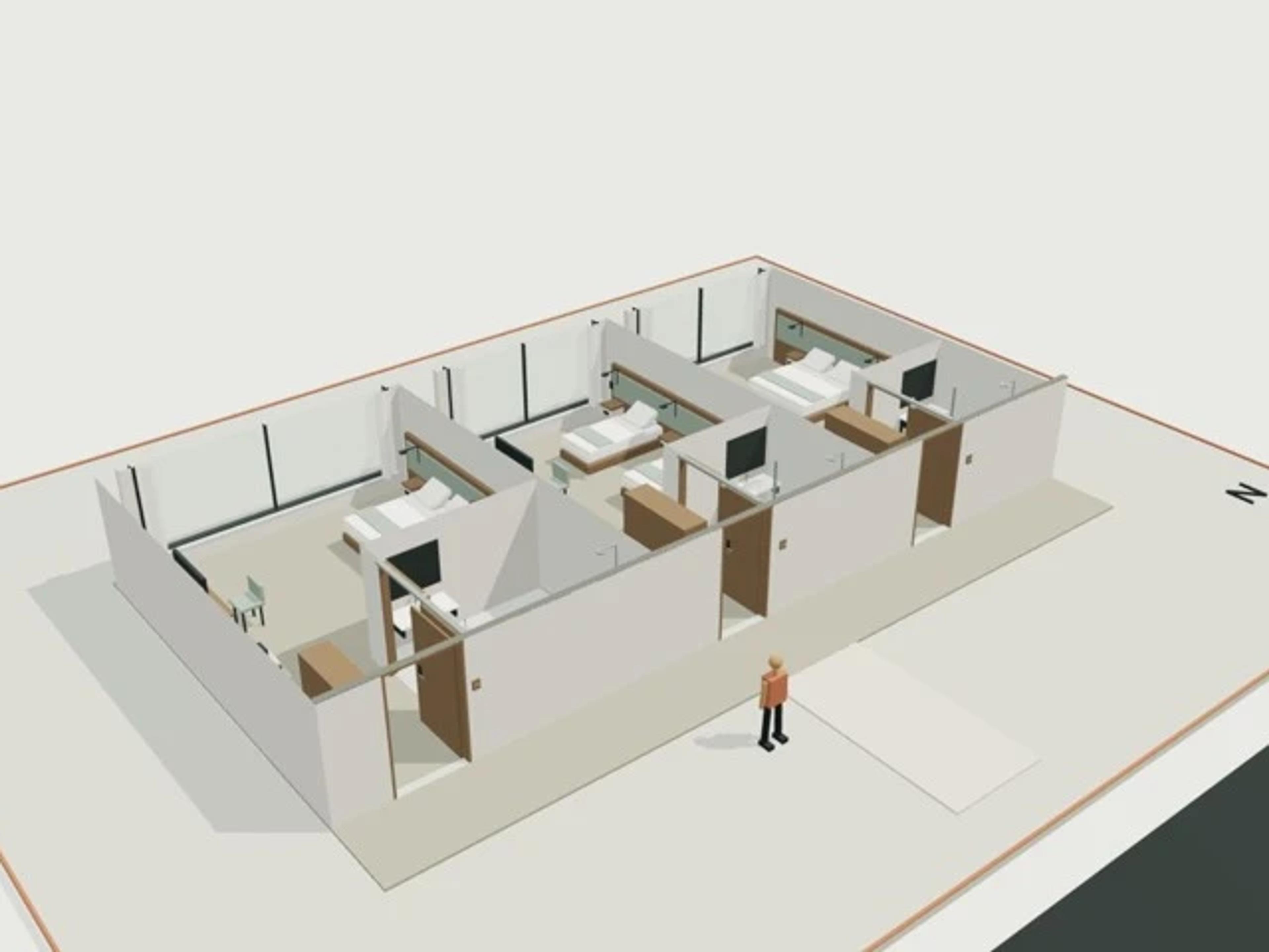 Hotel room module, king / twin / accessible