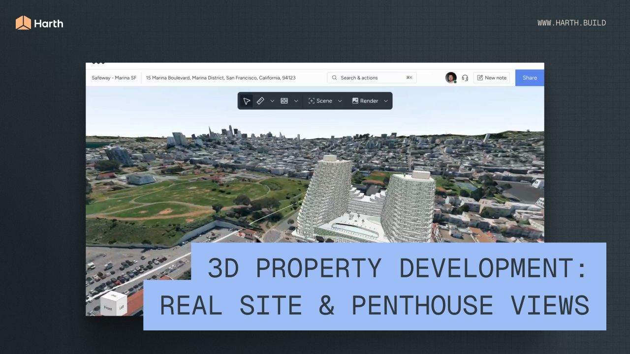 3D Property Development Visualization: Real Site & Penthouse Views