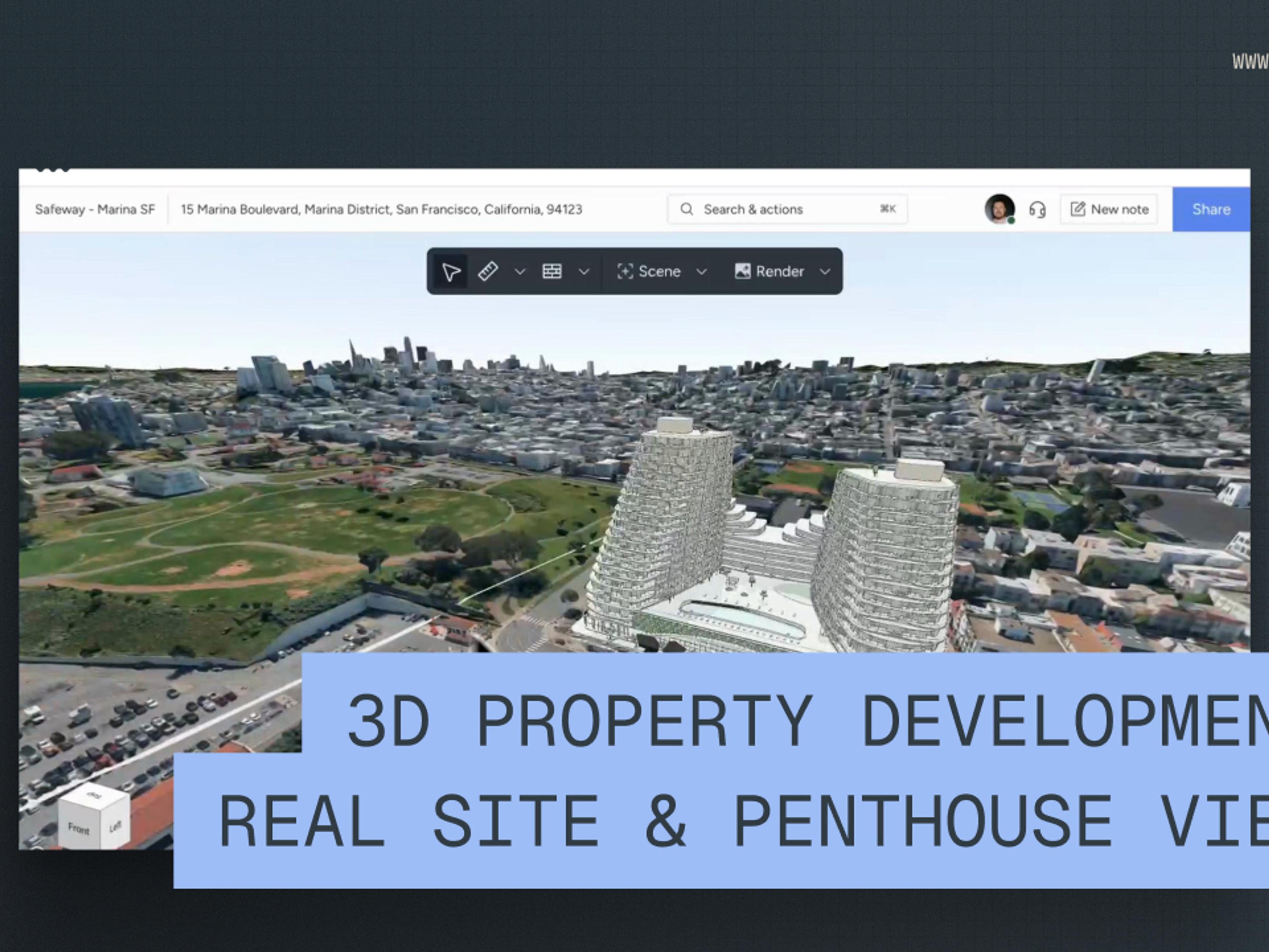 3D Property Development Visualization: Real Site & Penthouse Views