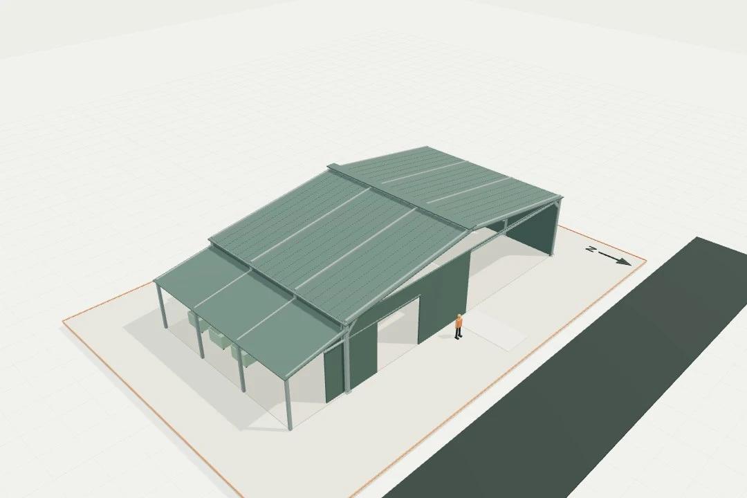 Farm barn, 20 × 12 m + open lean-to