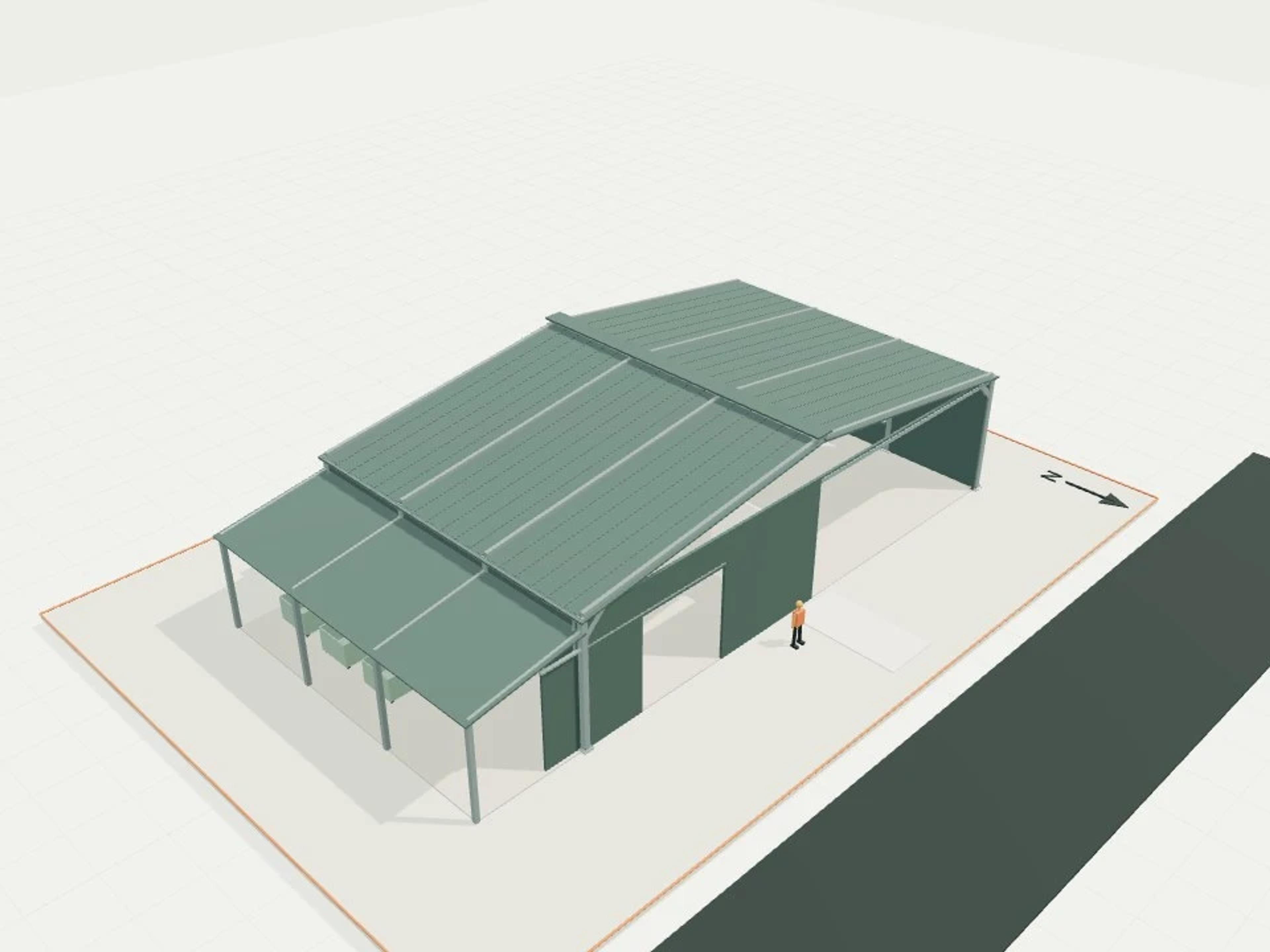 Farm barn, 20 × 12 m + open lean-to