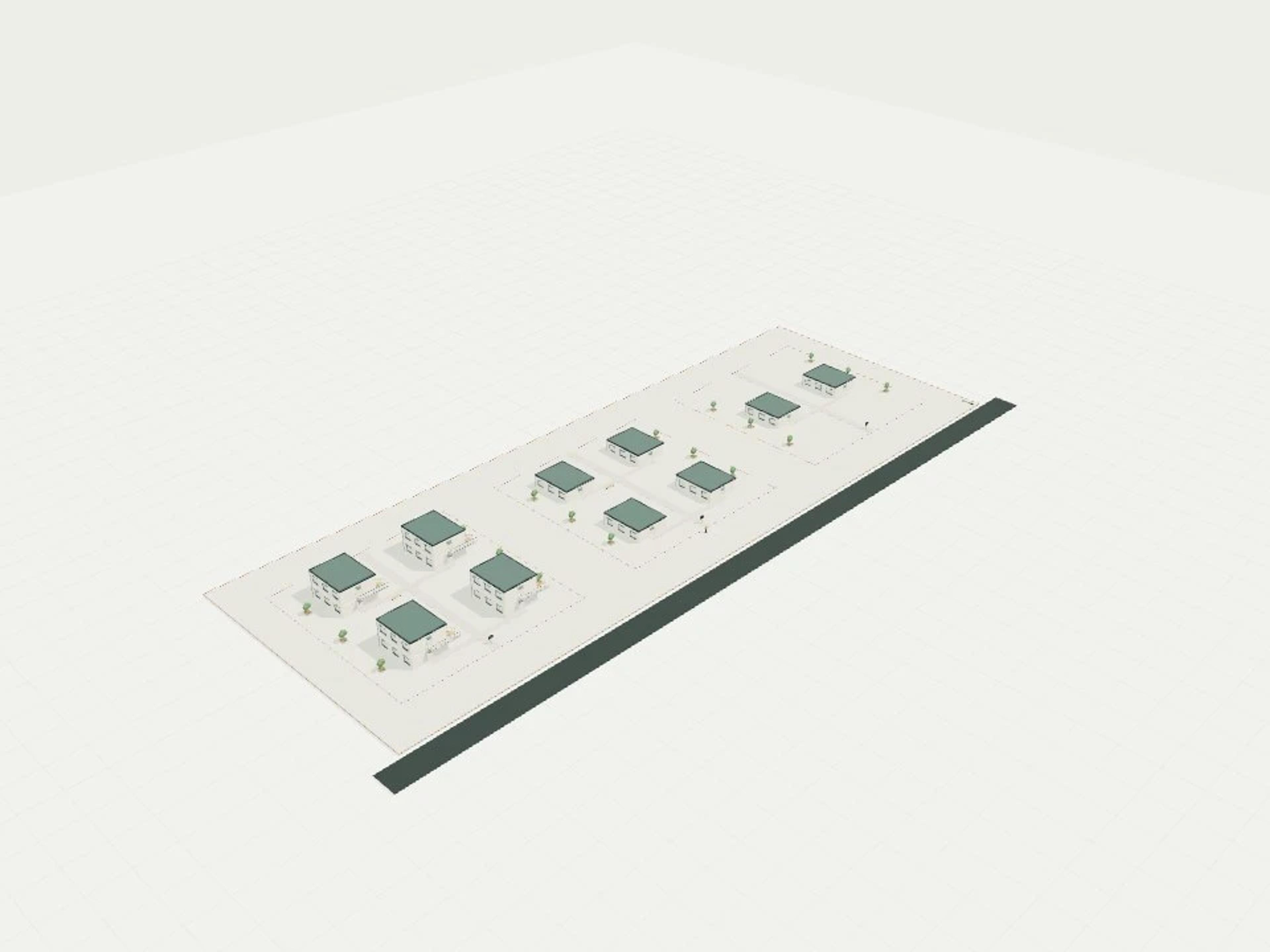 Three identical plots, two / four / eight dwelling options