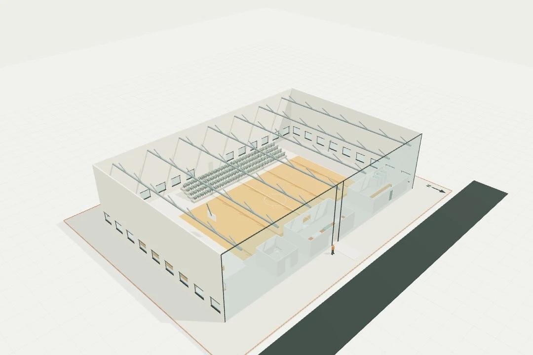 School hall / gymnasium, 1 court + stage