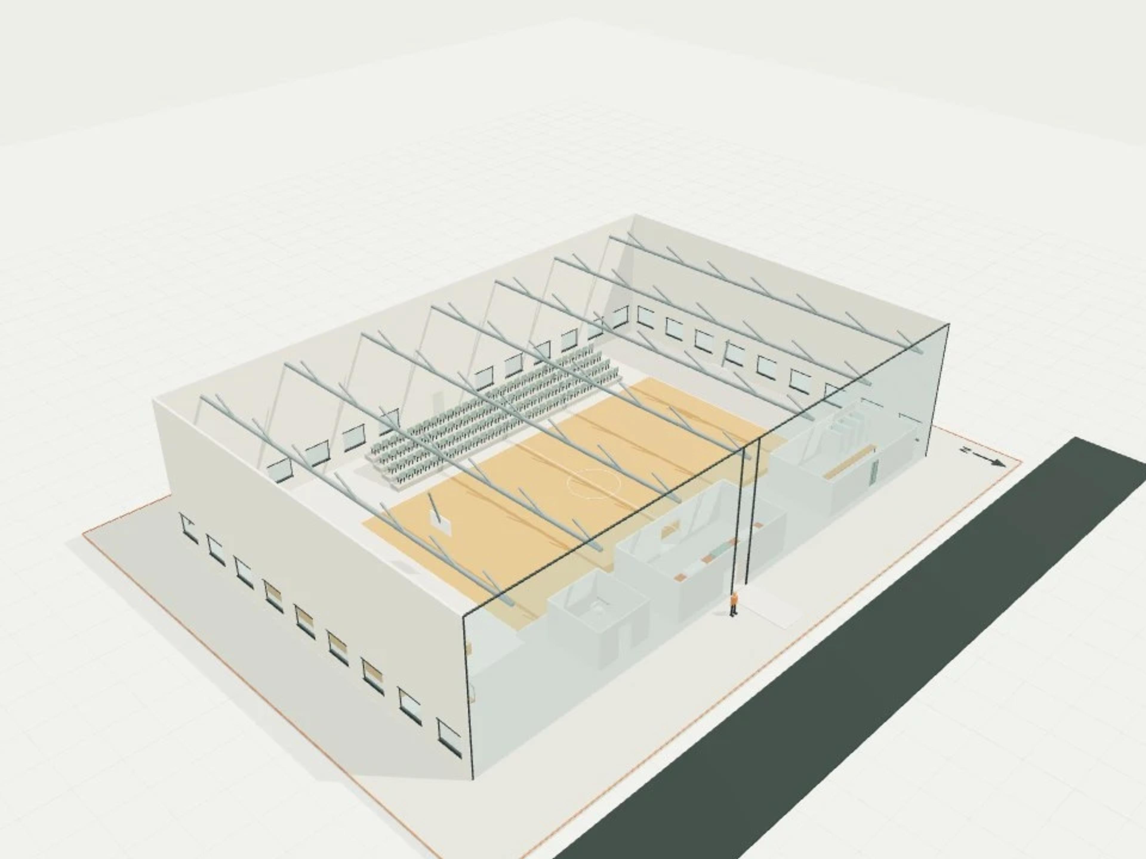 School hall / gymnasium, 1 court + stage