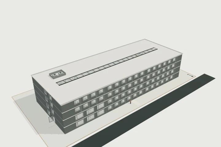 Student accommodation, 100 beds, 4 storeys