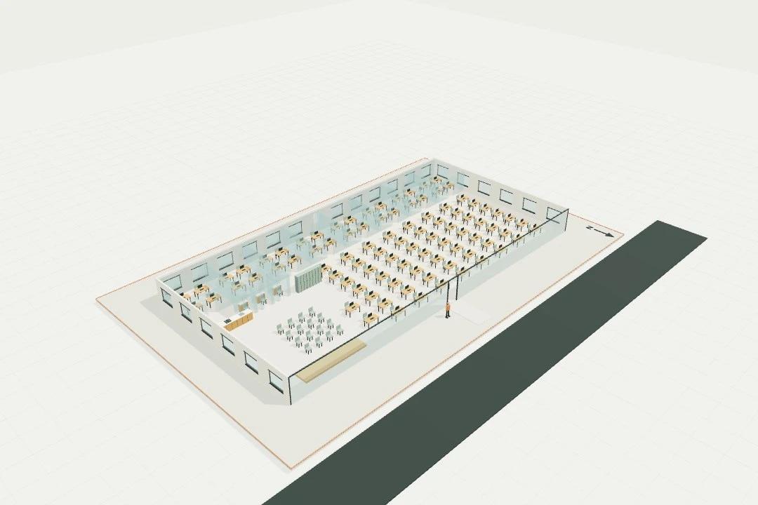 Coworking floor, 800 m², 90 work positions