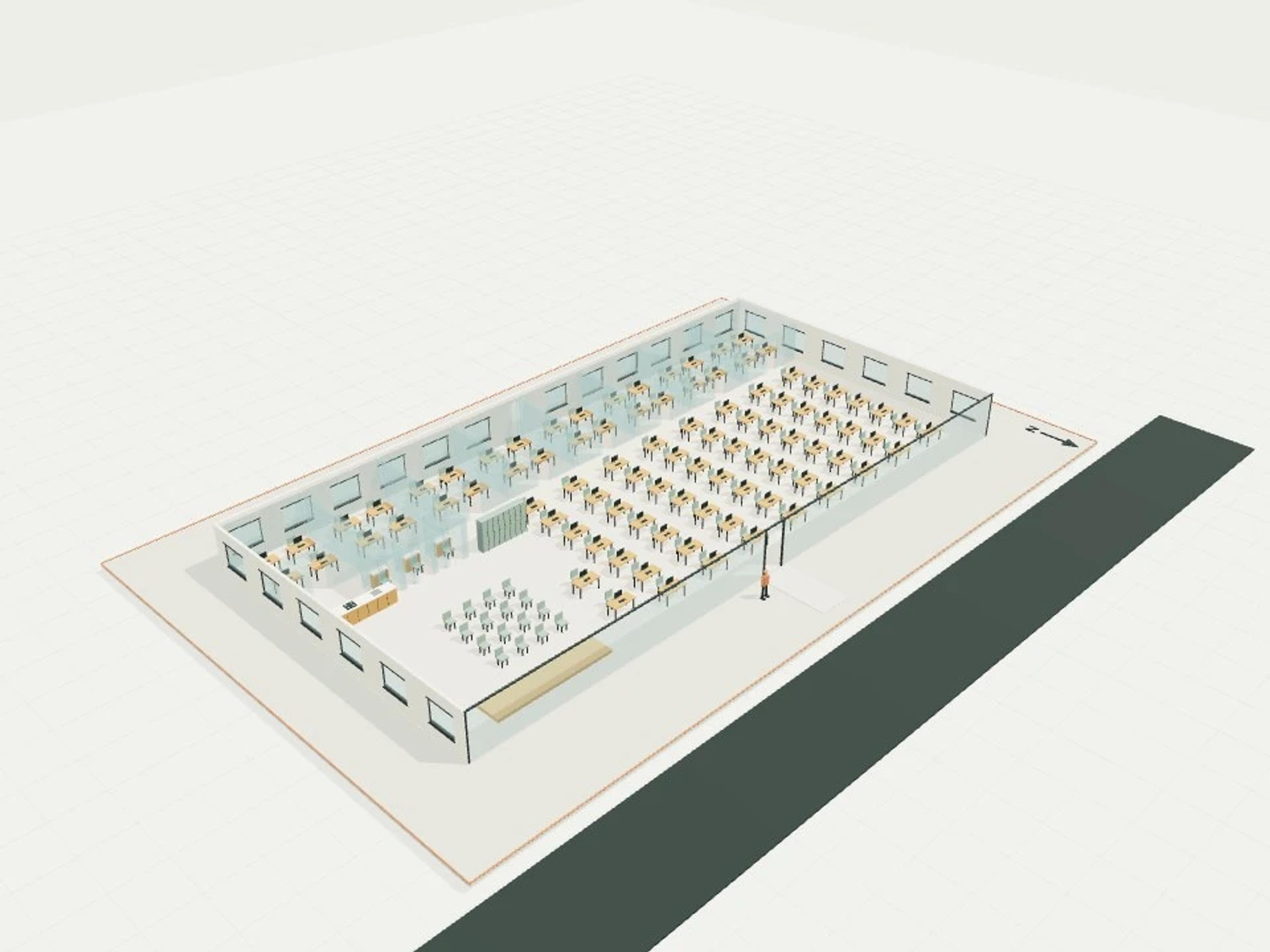 Coworking floor, 800 m², 90 work positions