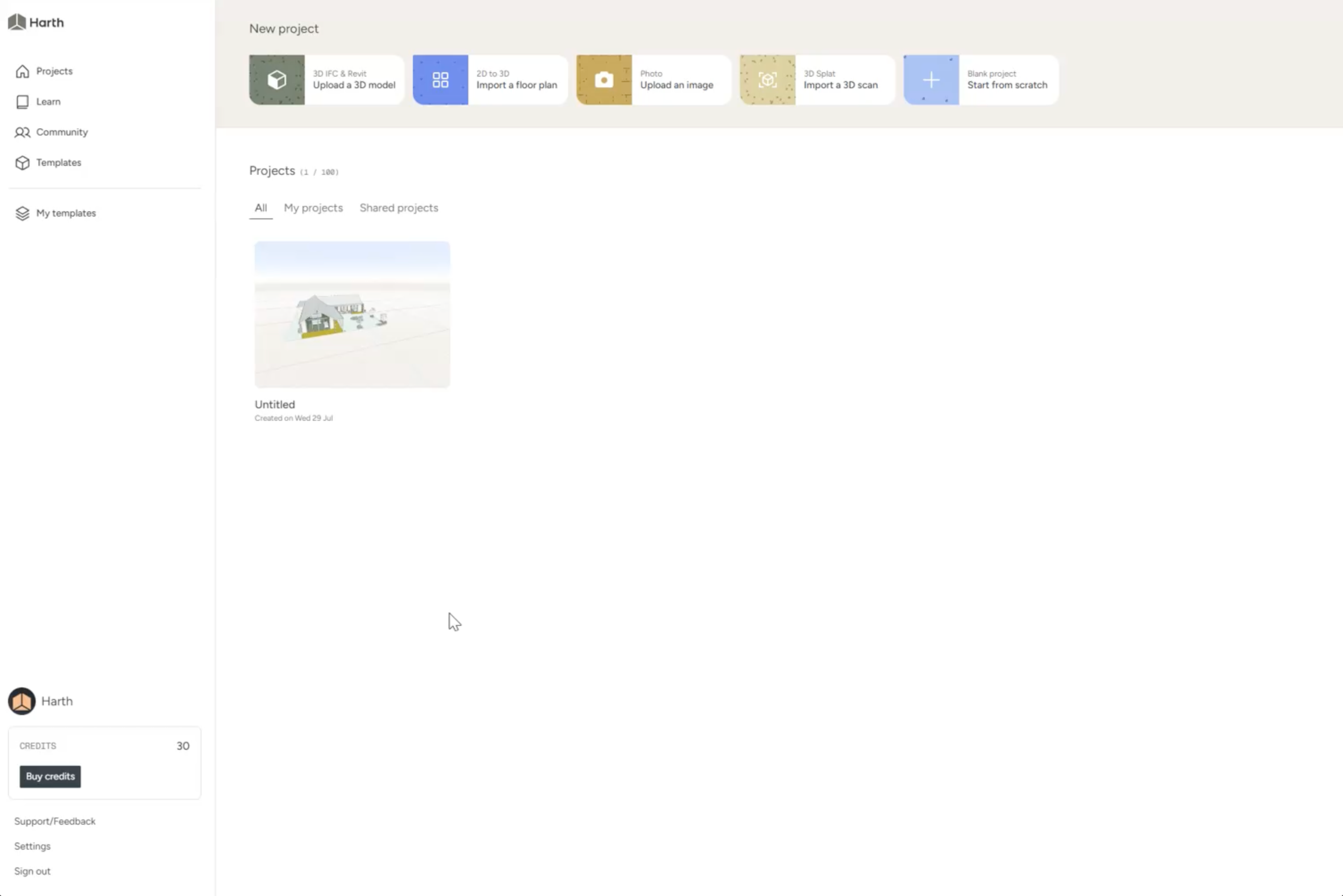 Create Your First Project in Harth (60-Second Setup)