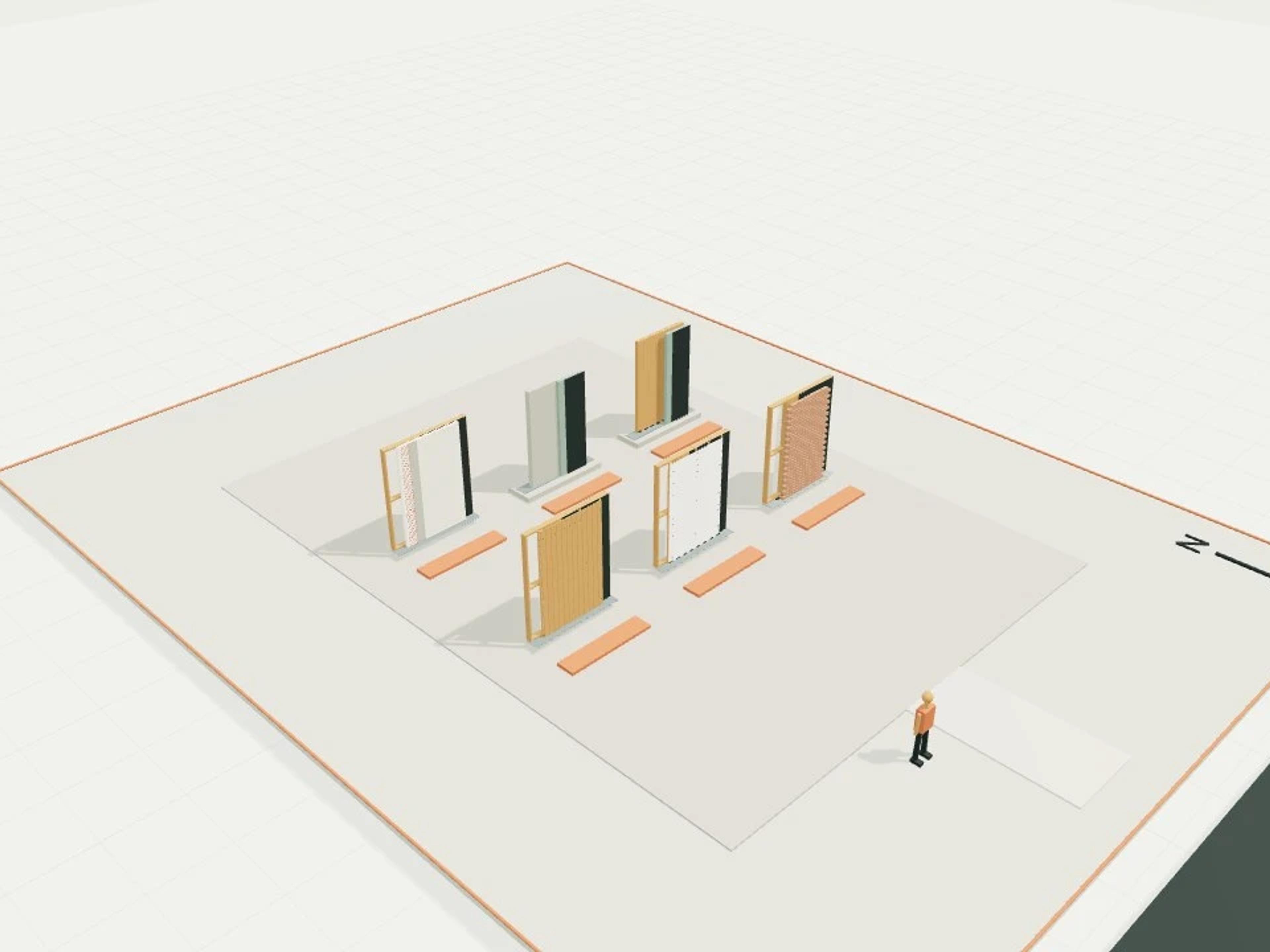Wall build-ups, six layered cutaways