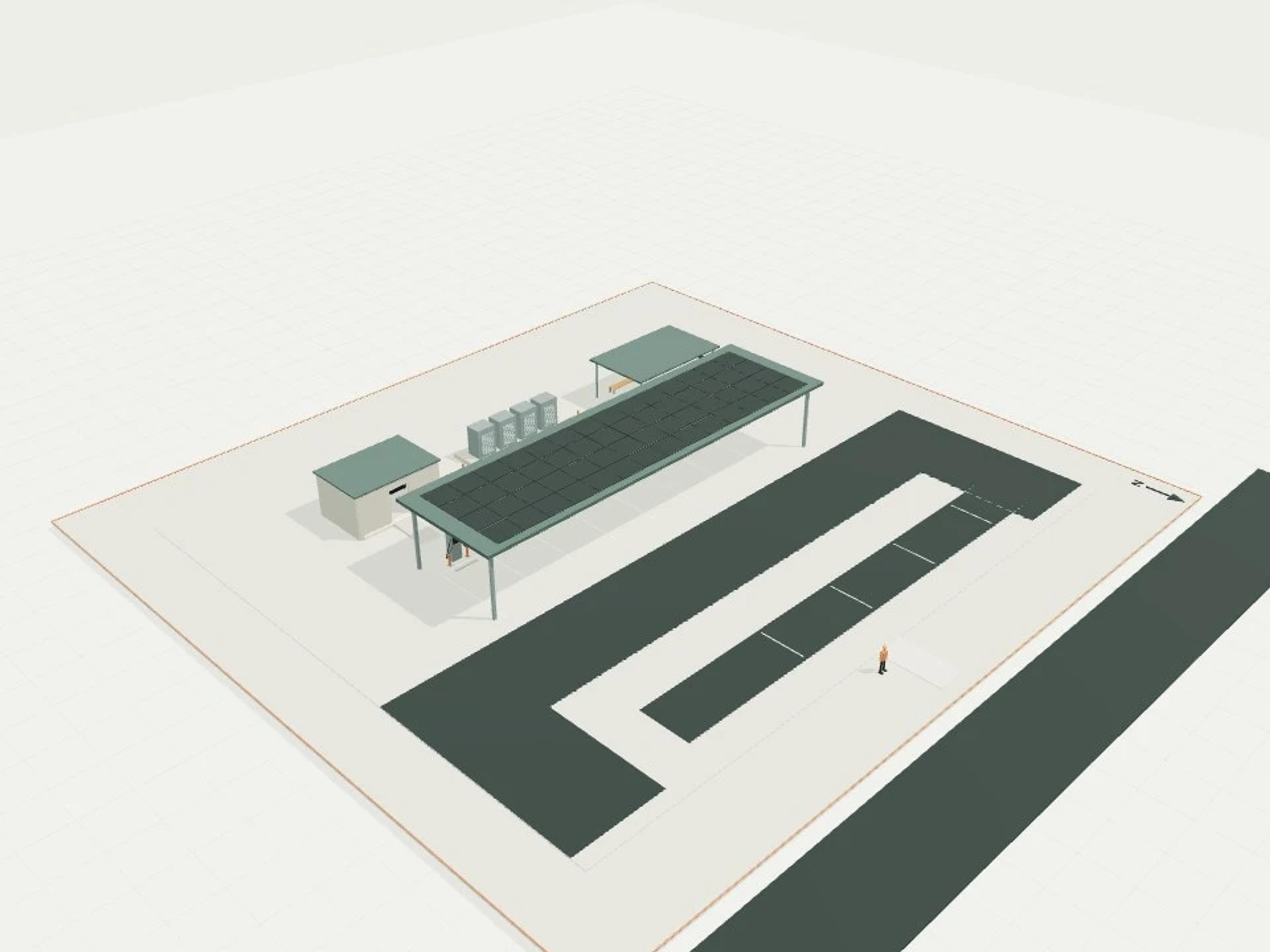EV hub, eight charging bays + energy enclosure