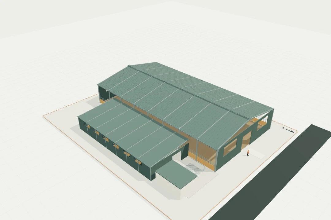 Covered equestrian arena + six ventilated stables