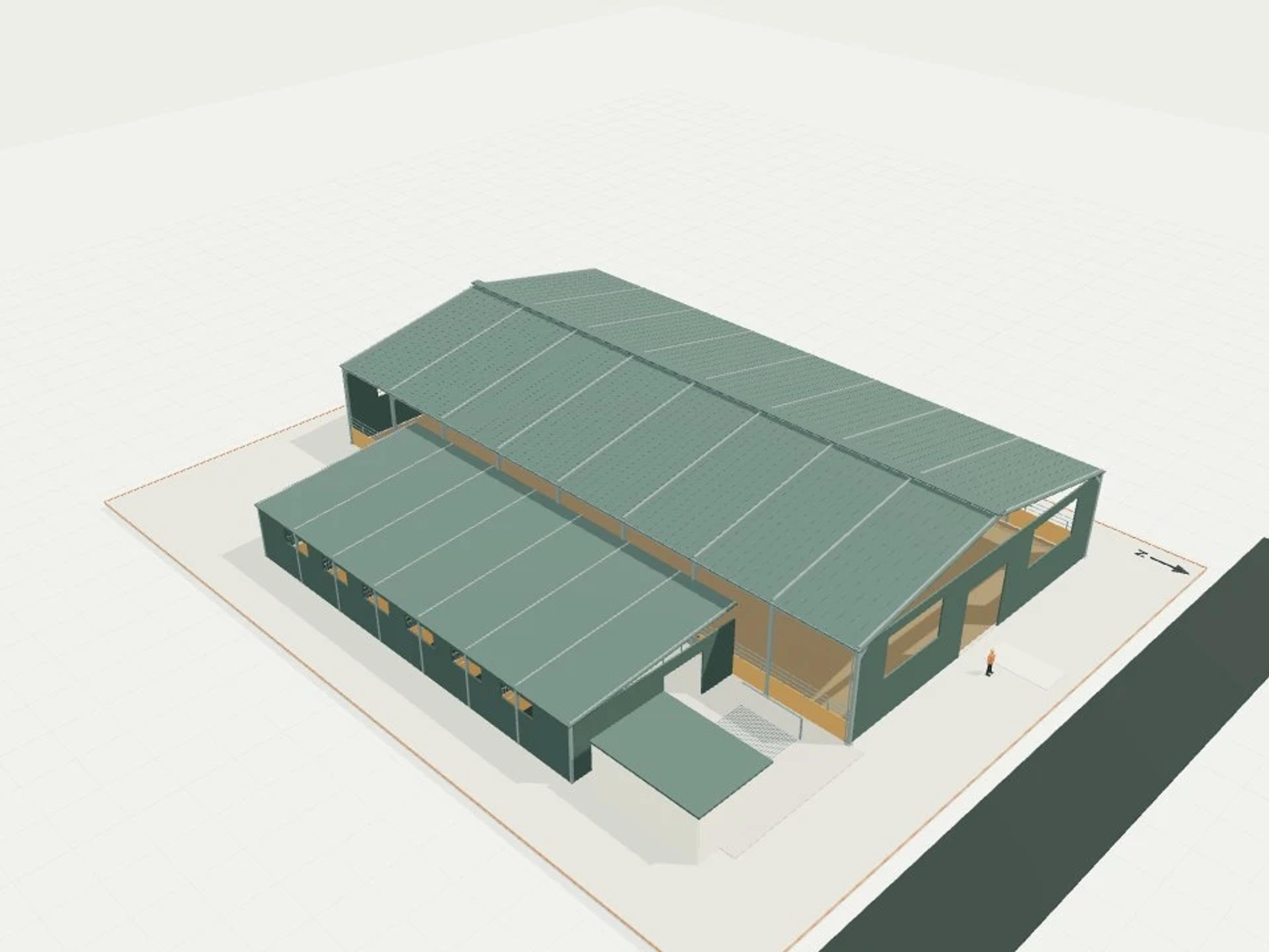 Covered equestrian arena + six ventilated stables