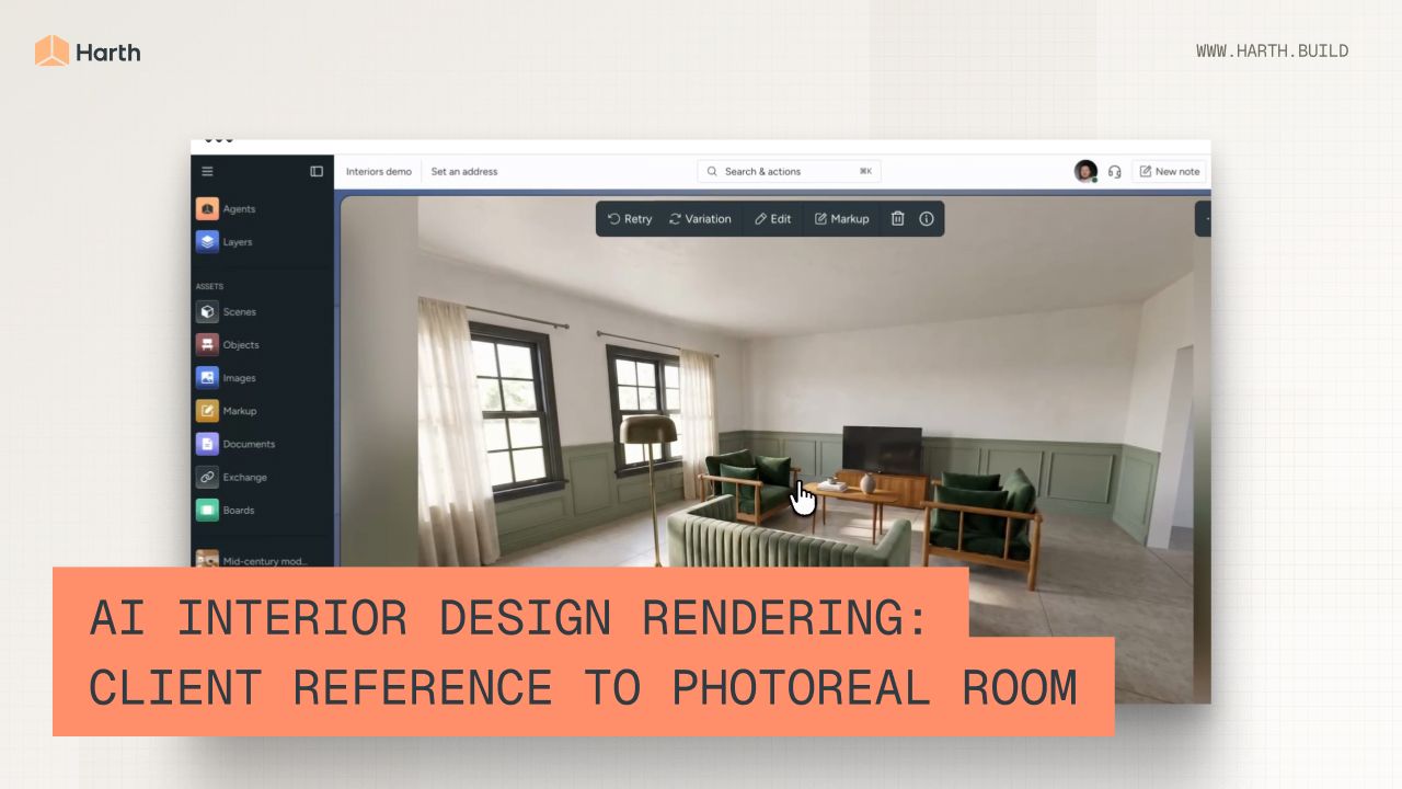 AI Interior Design Rendering: Client Reference to Photoreal Room