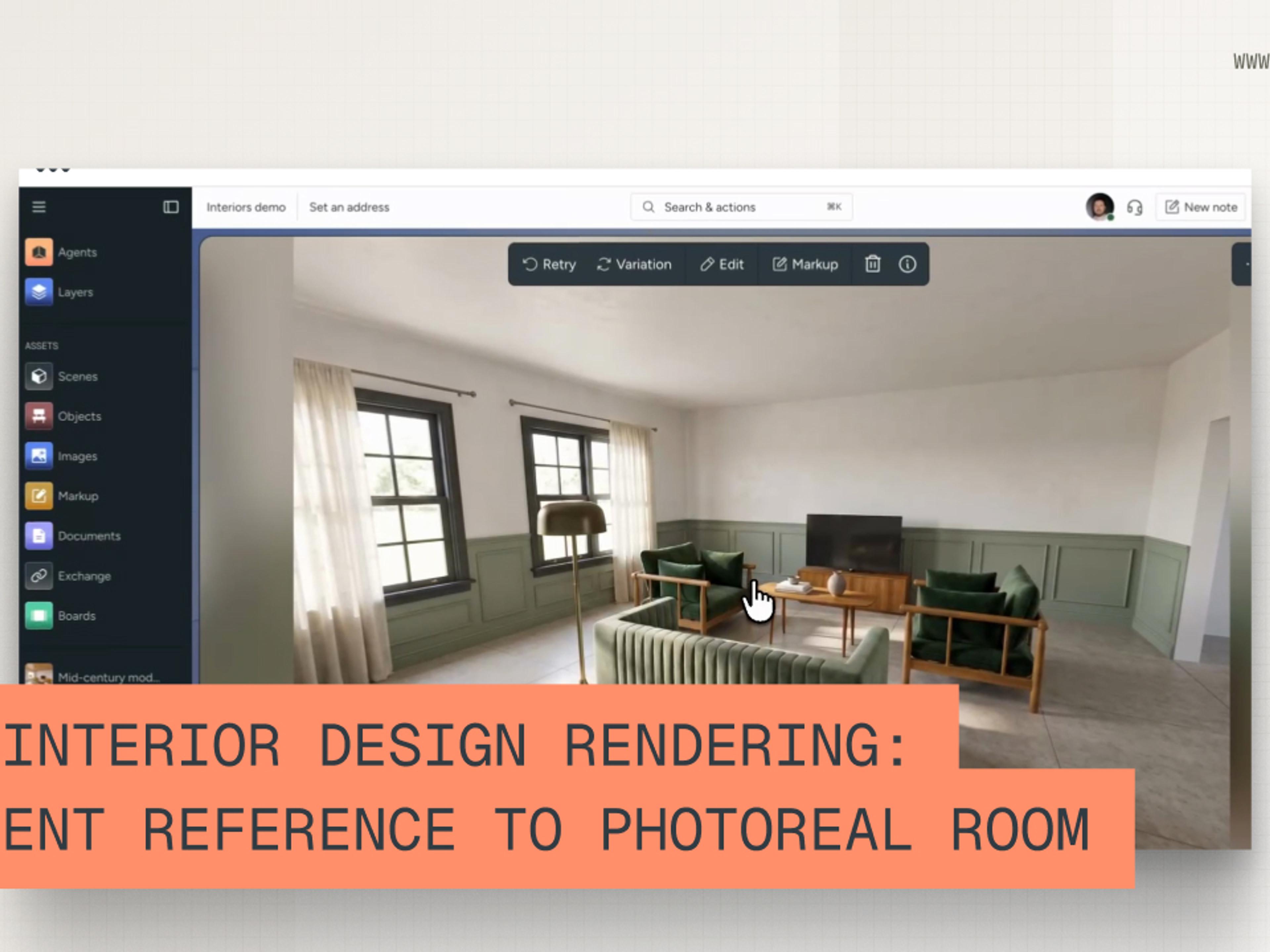 AI Interior Design Rendering: Client Reference to Photoreal Room
