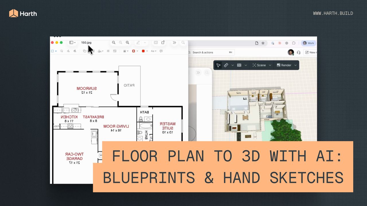 Floor Plan to 3D Model with AI: Blueprints & Hand Sketches