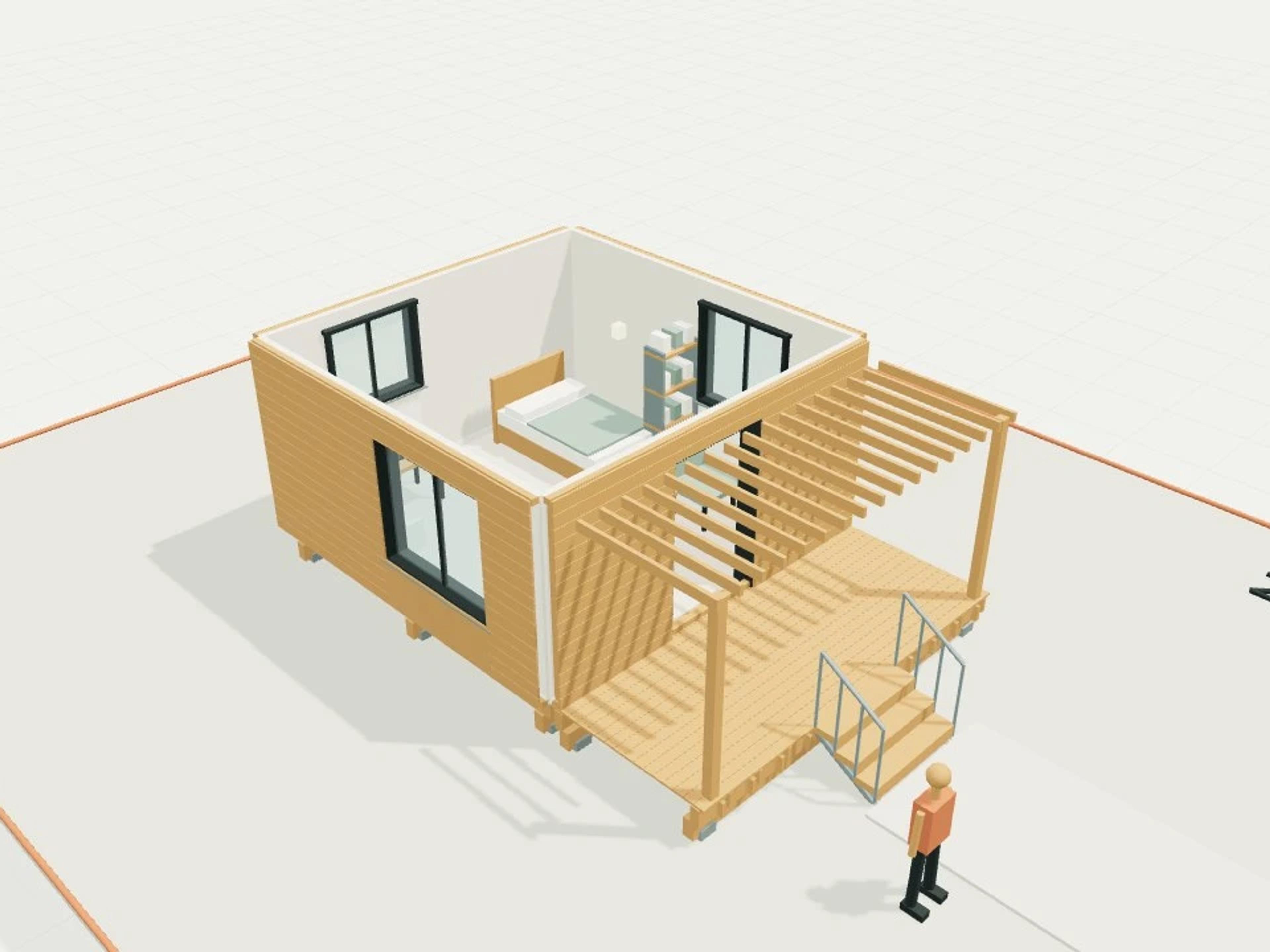 Single Volume · 25 m² Piled Cabin