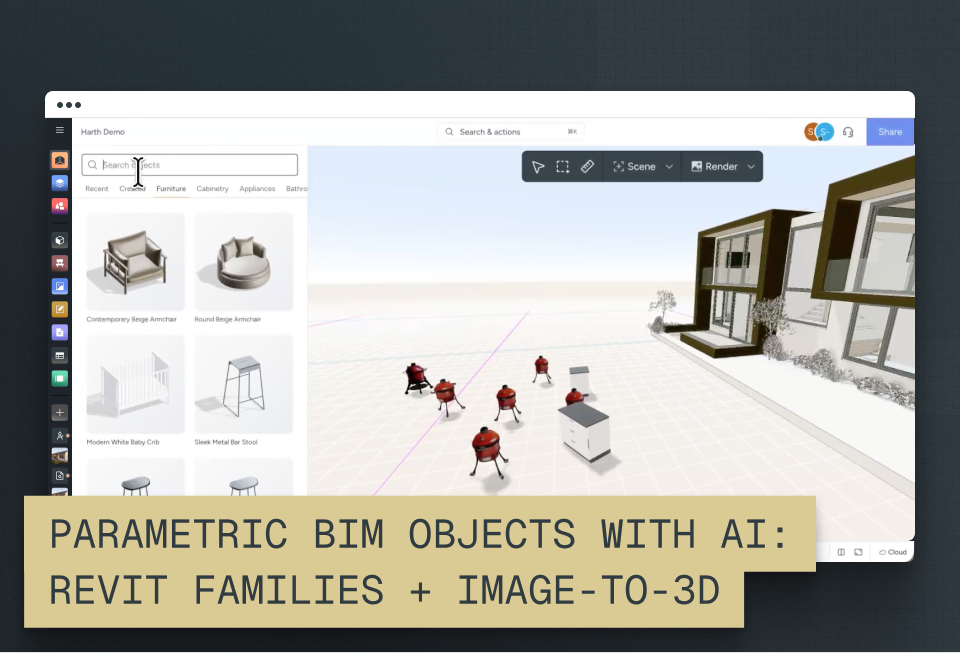 Parametric BIM Objects with AI: Revit Families + Image-to-3D