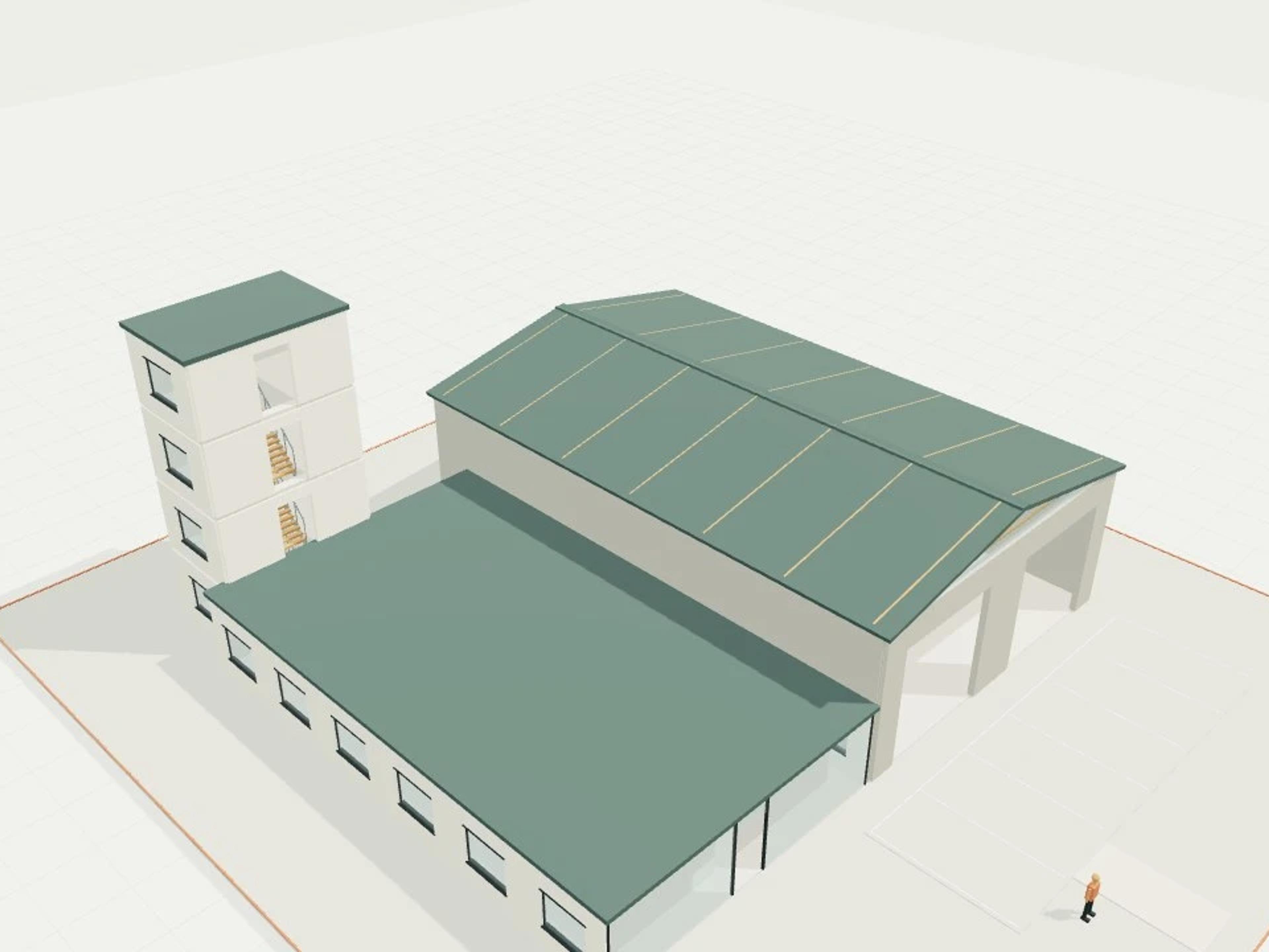 Fire station, 2 drive-through bays