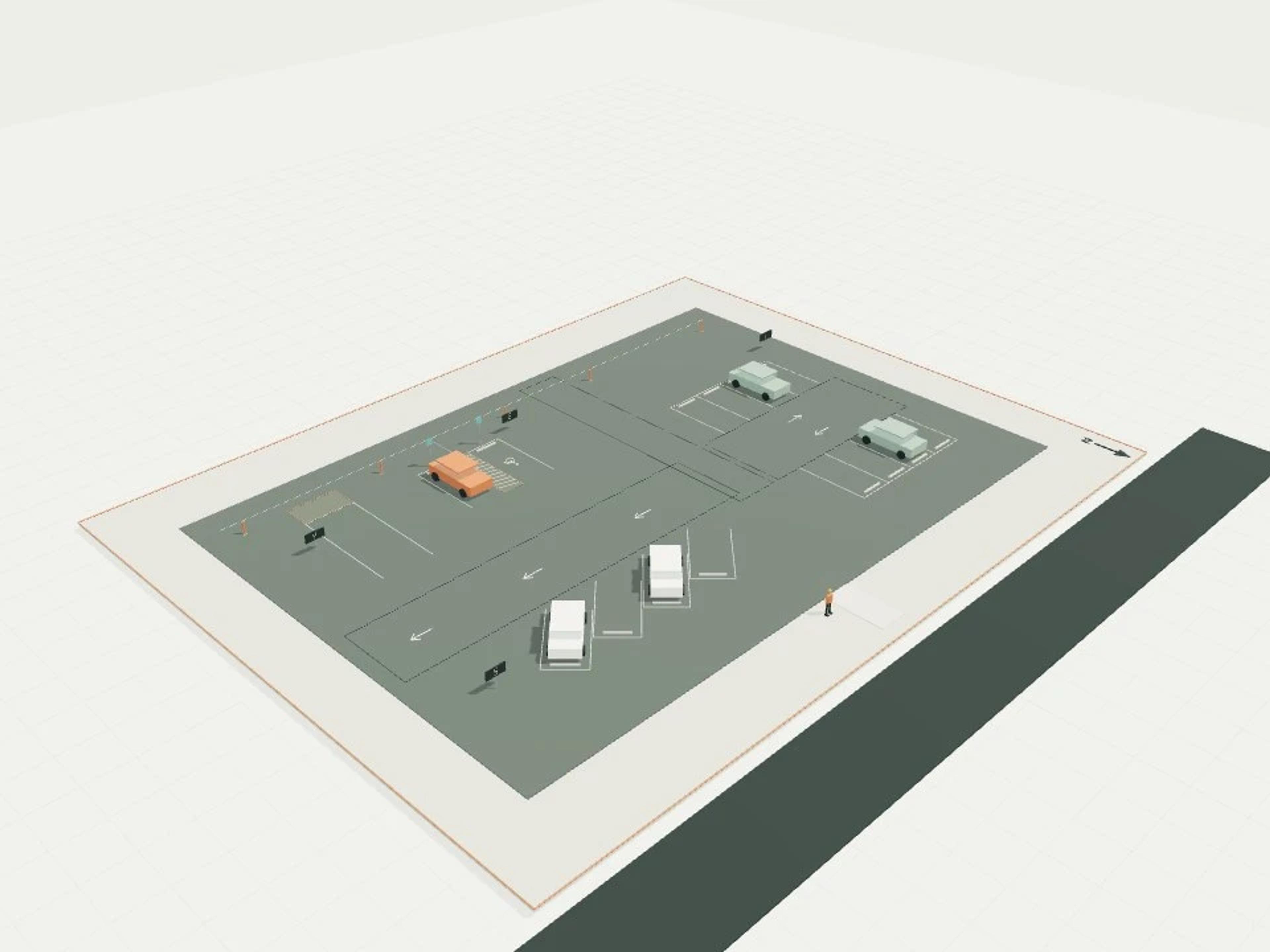 Parking modules, perpendicular + angled + accessible + loading