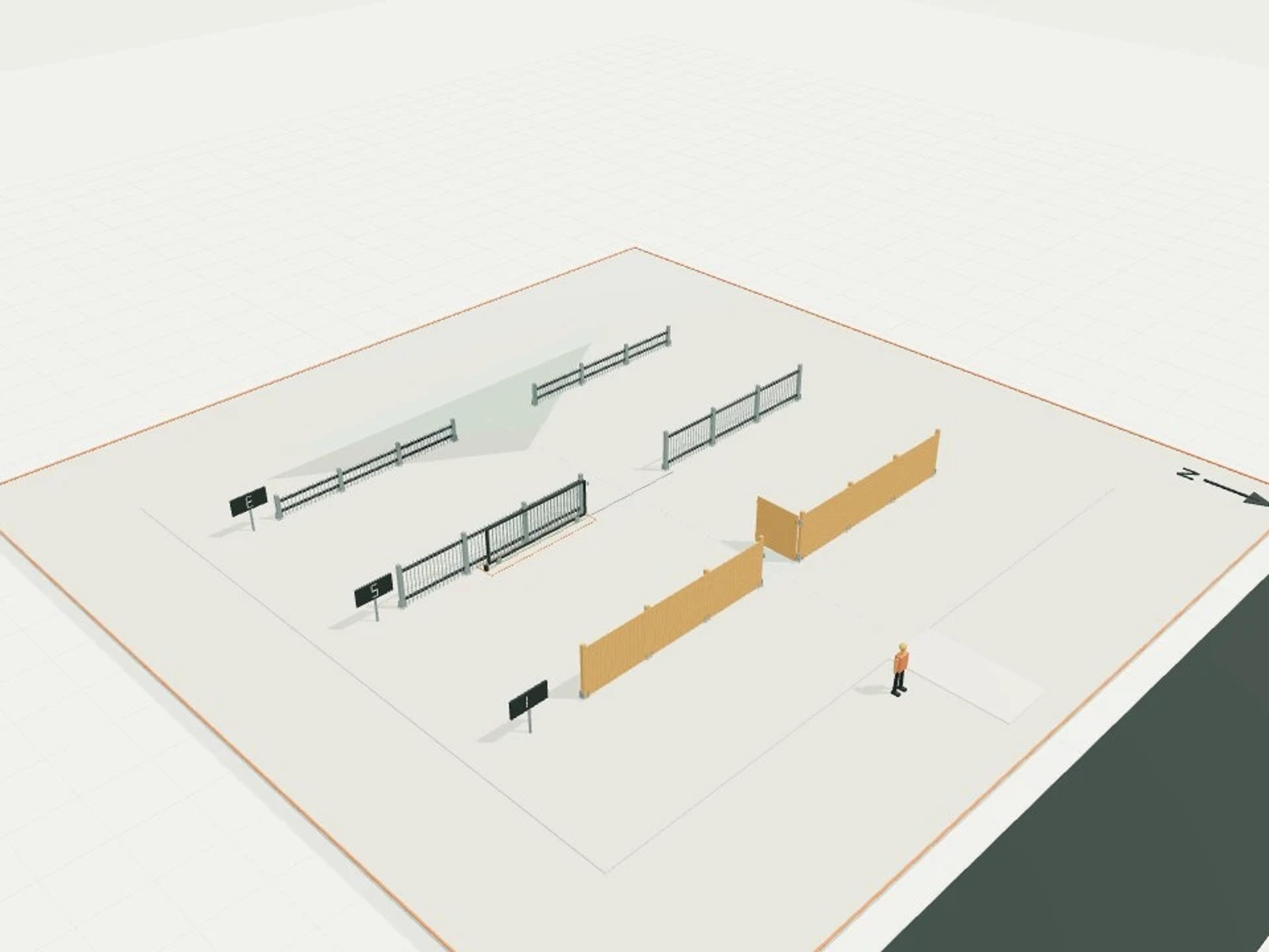 Boundary set, privacy swing gate + sliding gate + low sightline edge