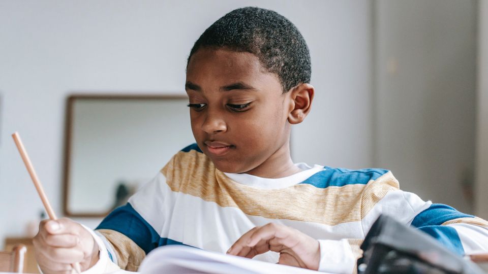 Kid practicing math