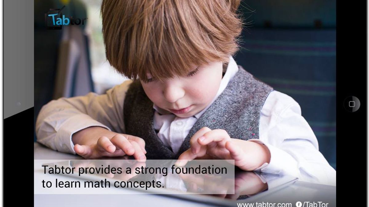 Boy solving math on a tablet
