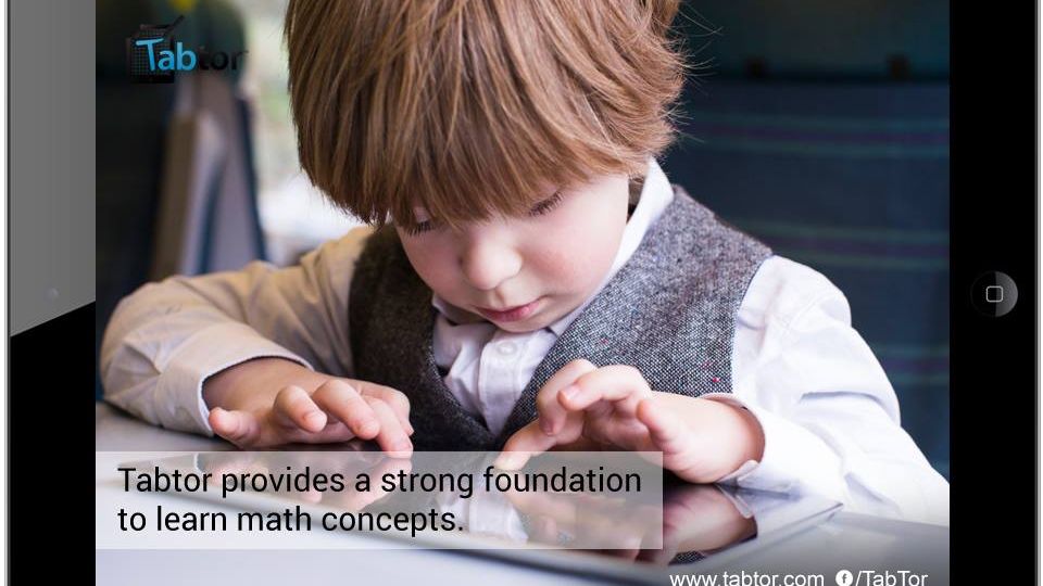 Boy solving math on a tablet