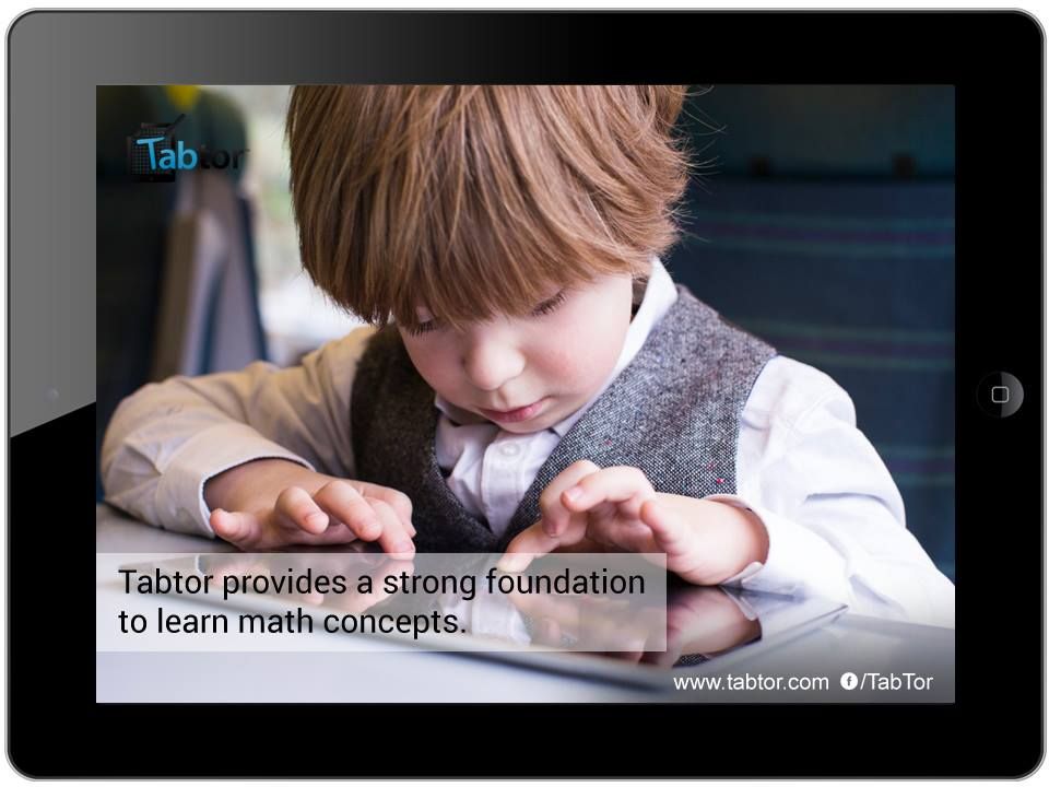 Boy solving math on a tablet