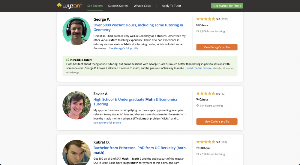 Wyzant math tutor