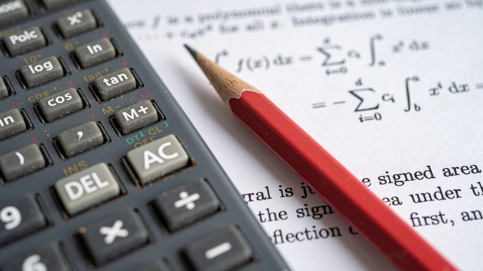 Algebra homework with a calculator, highlighting problem-solving and equation practice.