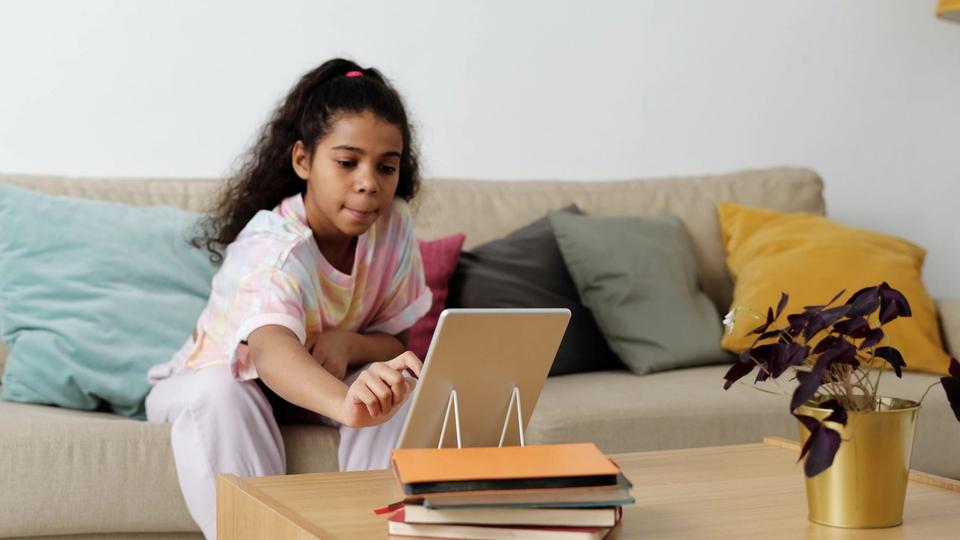 Student at home learning math