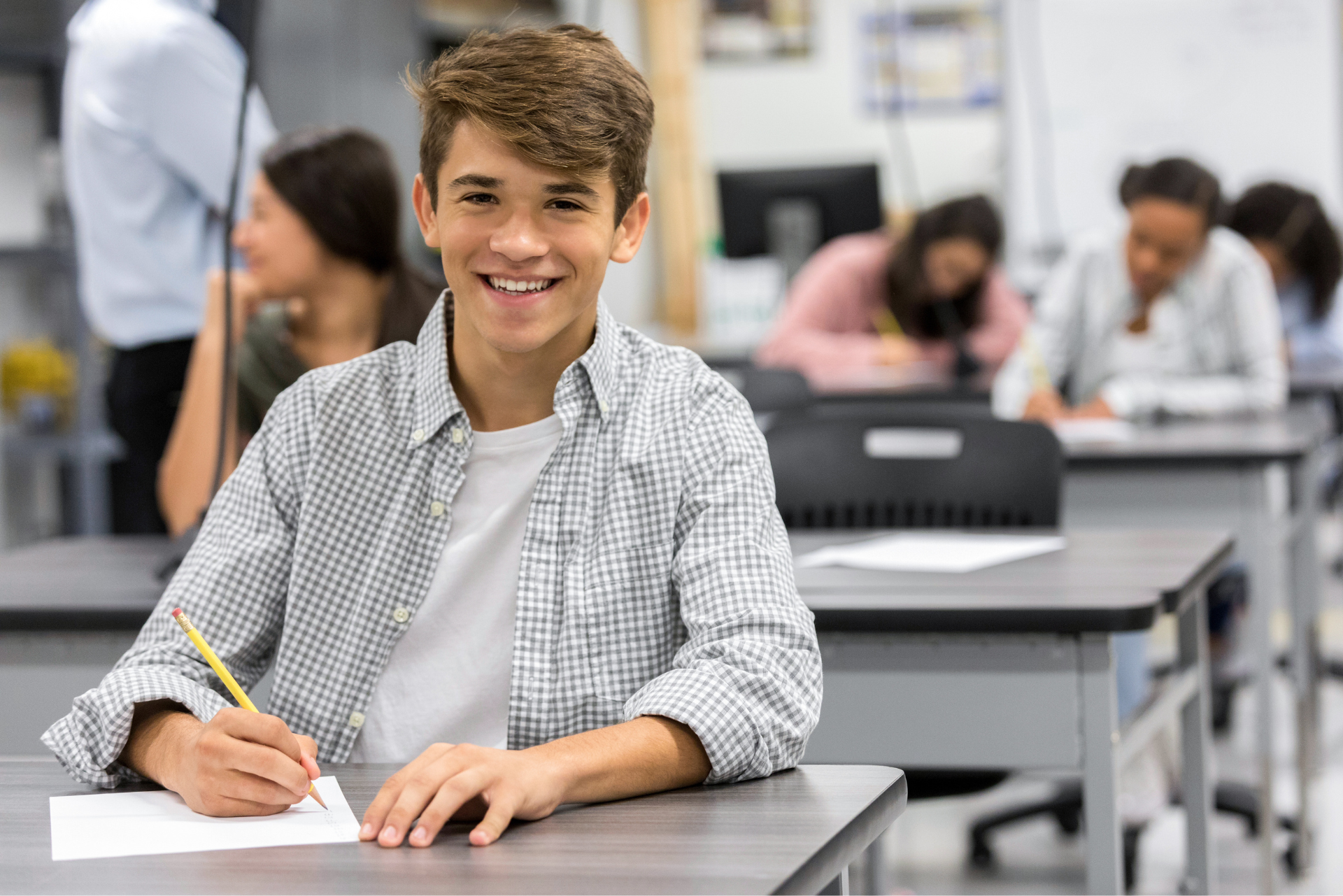Teen Happy in the Classroom Learning