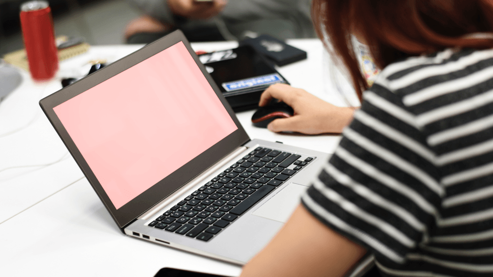 Girl working on a laptop