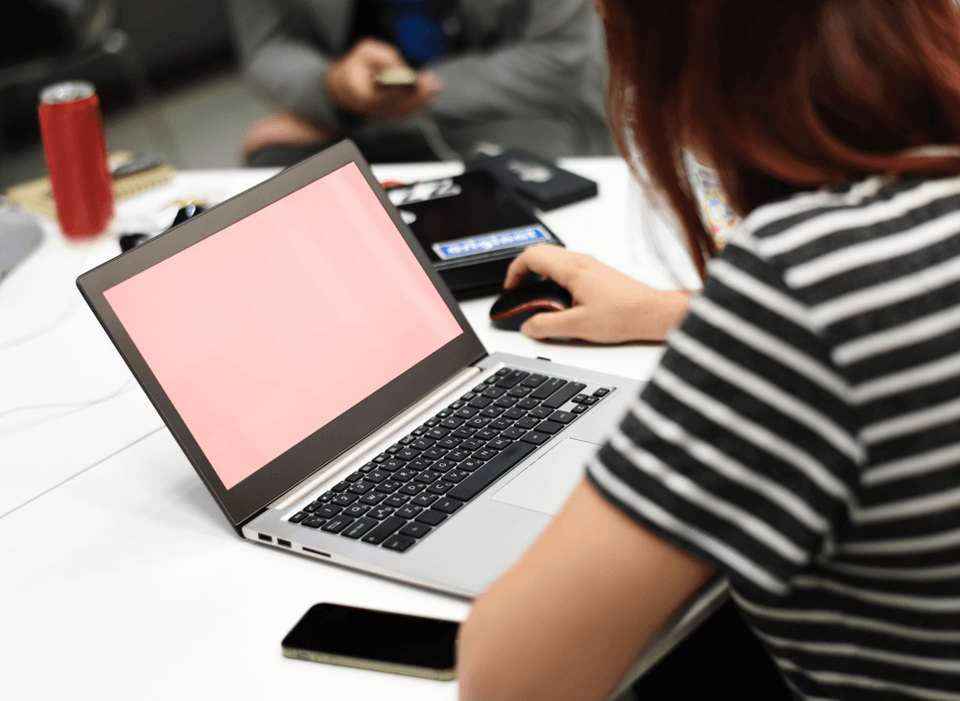 Girl working on a laptop