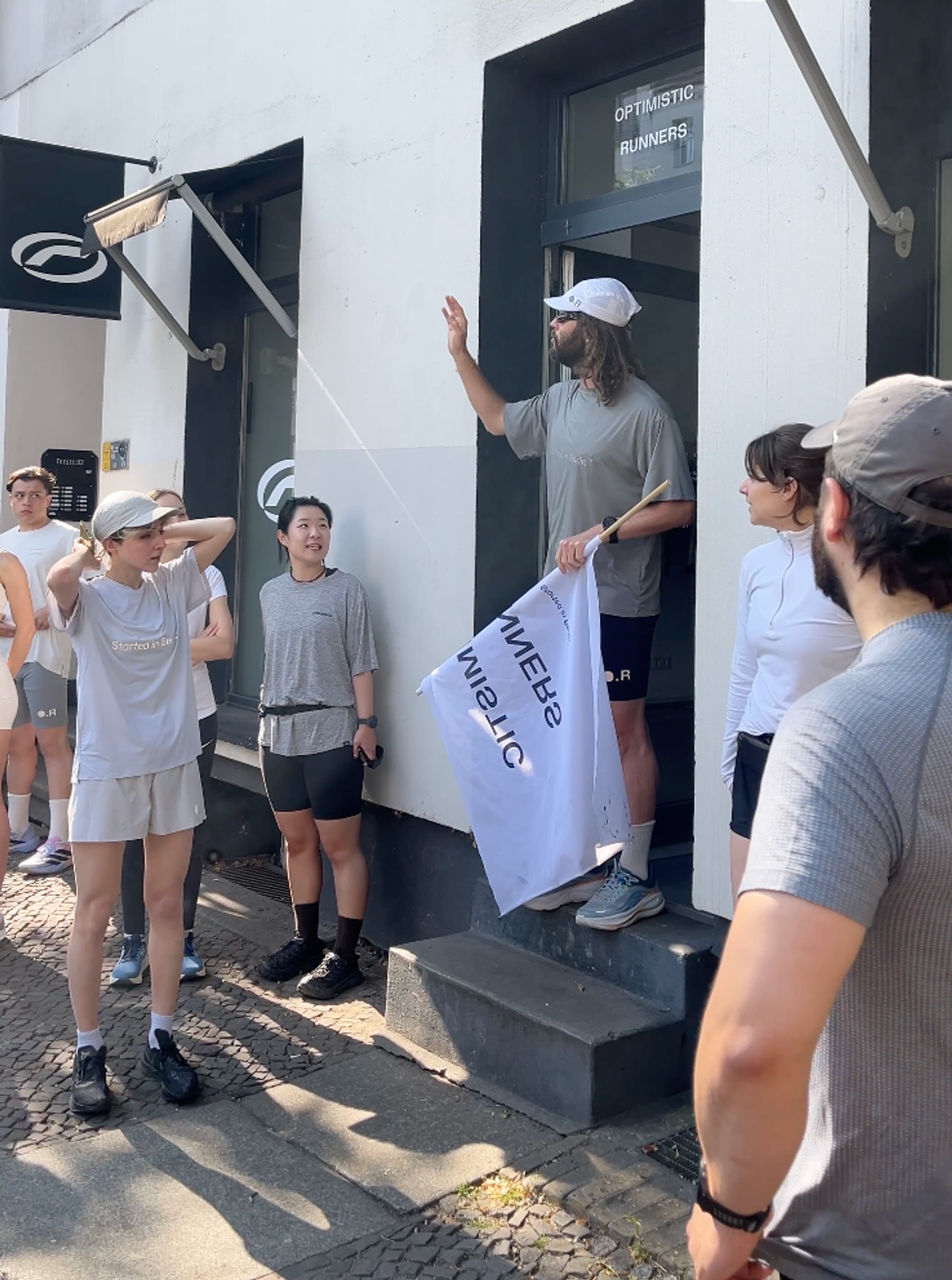 Brice briefing the group before the run