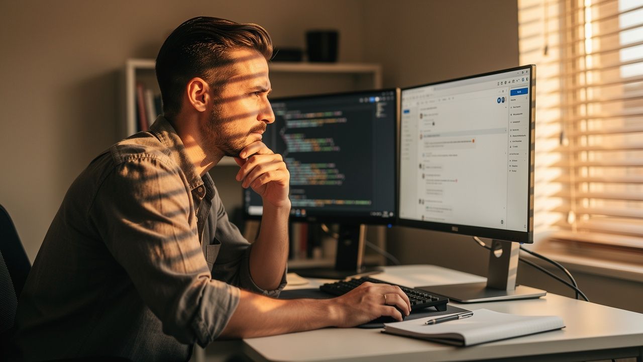 นักพัฒนากำลังตรวจสอบโค้ดที่ AI สร้างขึ้นอย่างละเอียด