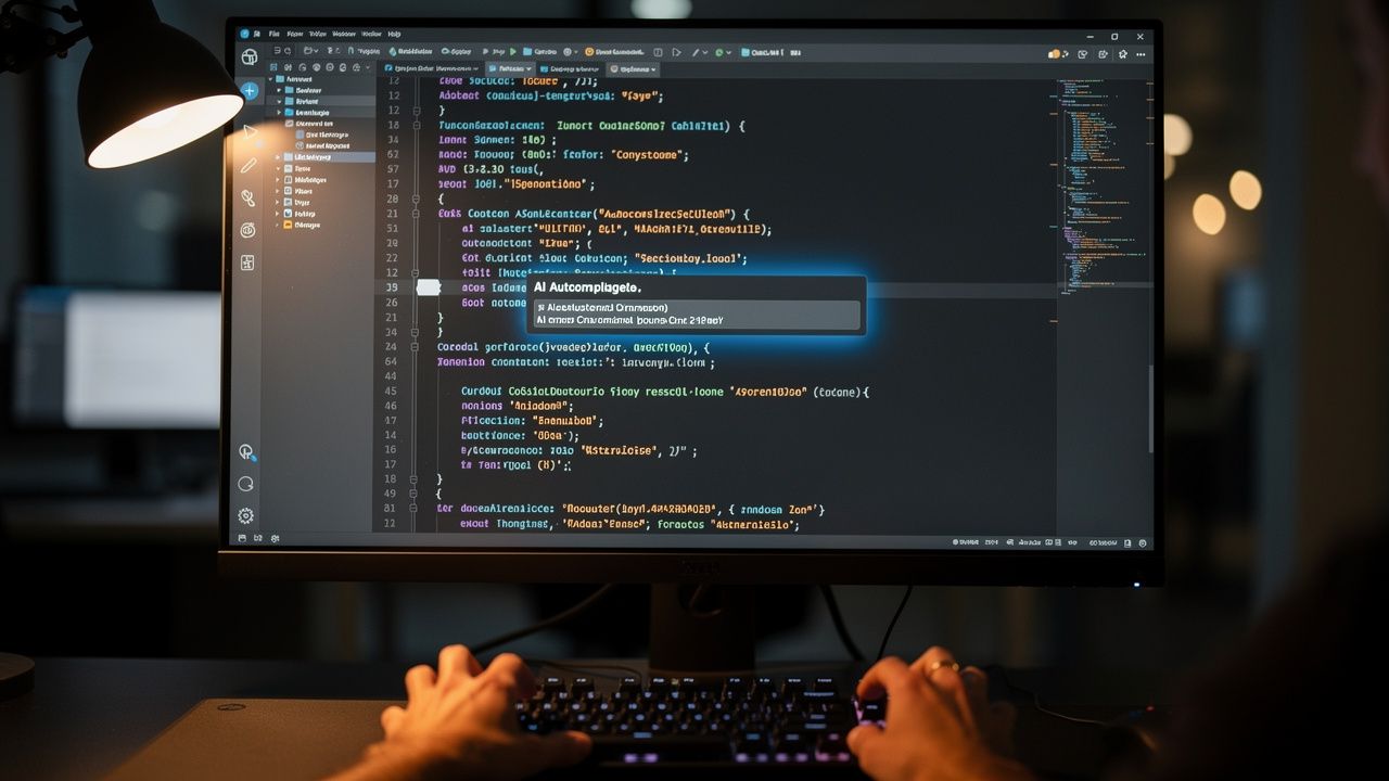 หน้าจอแสดงการทำงานของ AI ช่วยเติมโค้ดอัตโนมัติ