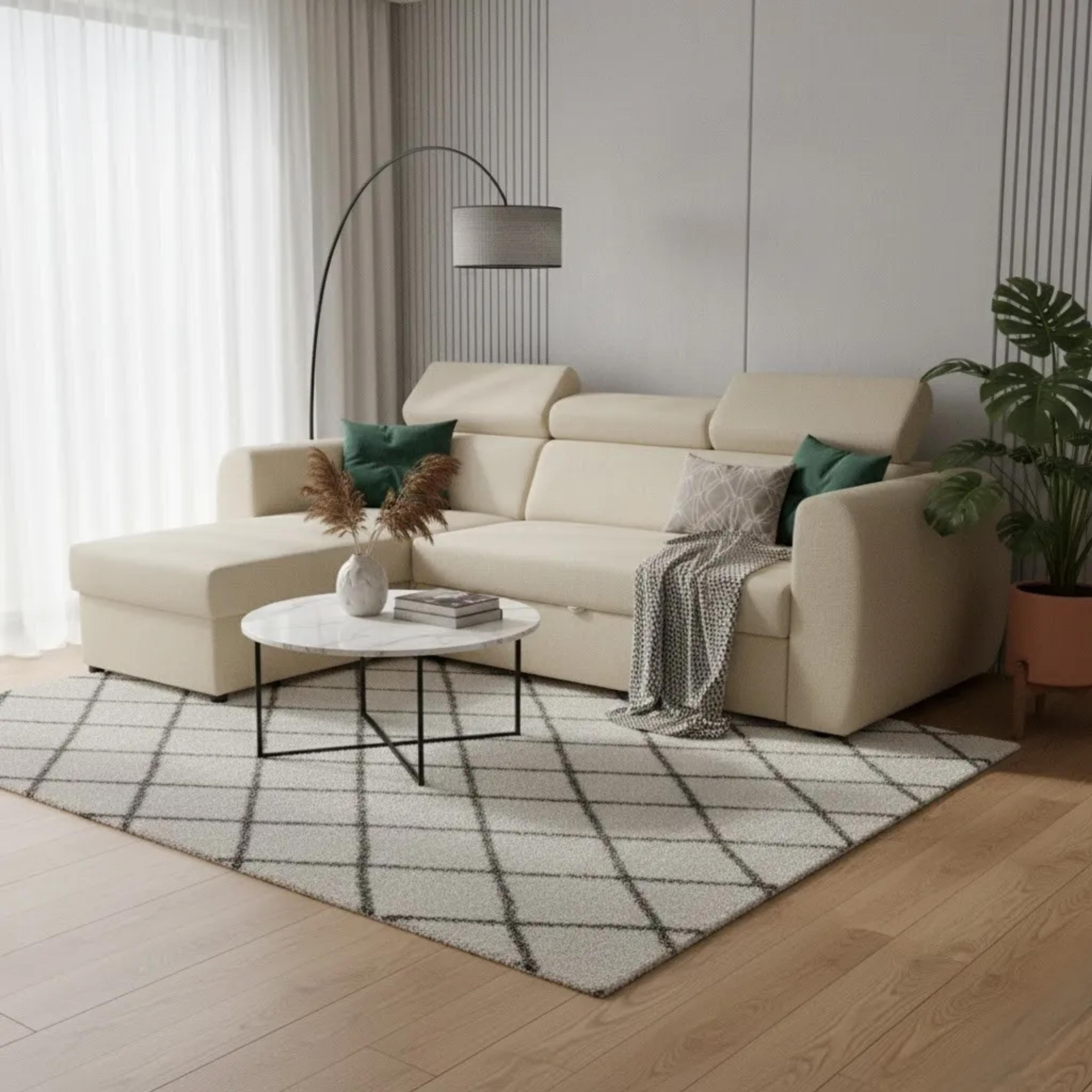Monako hörnbäddsoffa i ett vardagsrum