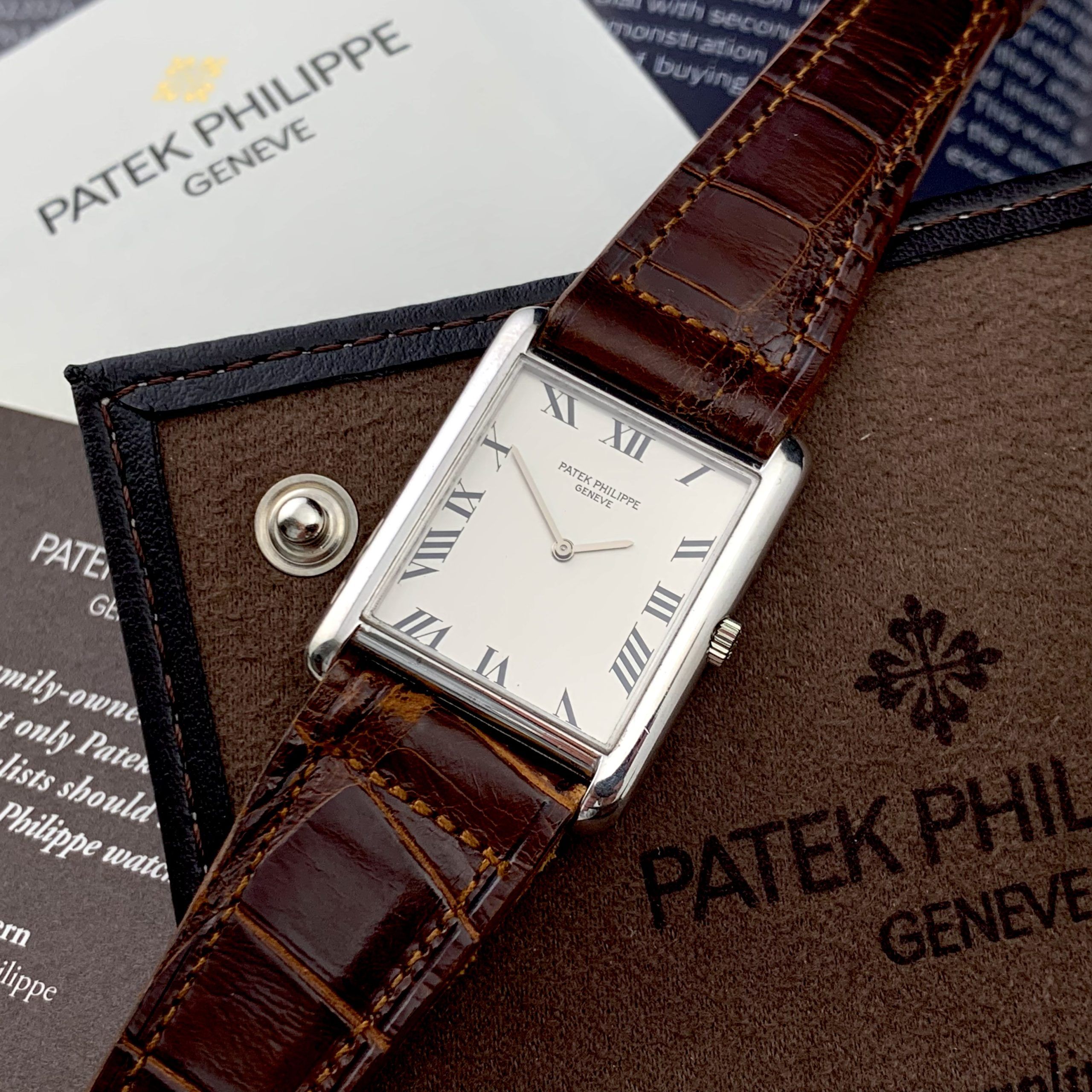 Patek Philippe 1966 Rare ‘Tank’ White Gold Dress Watch