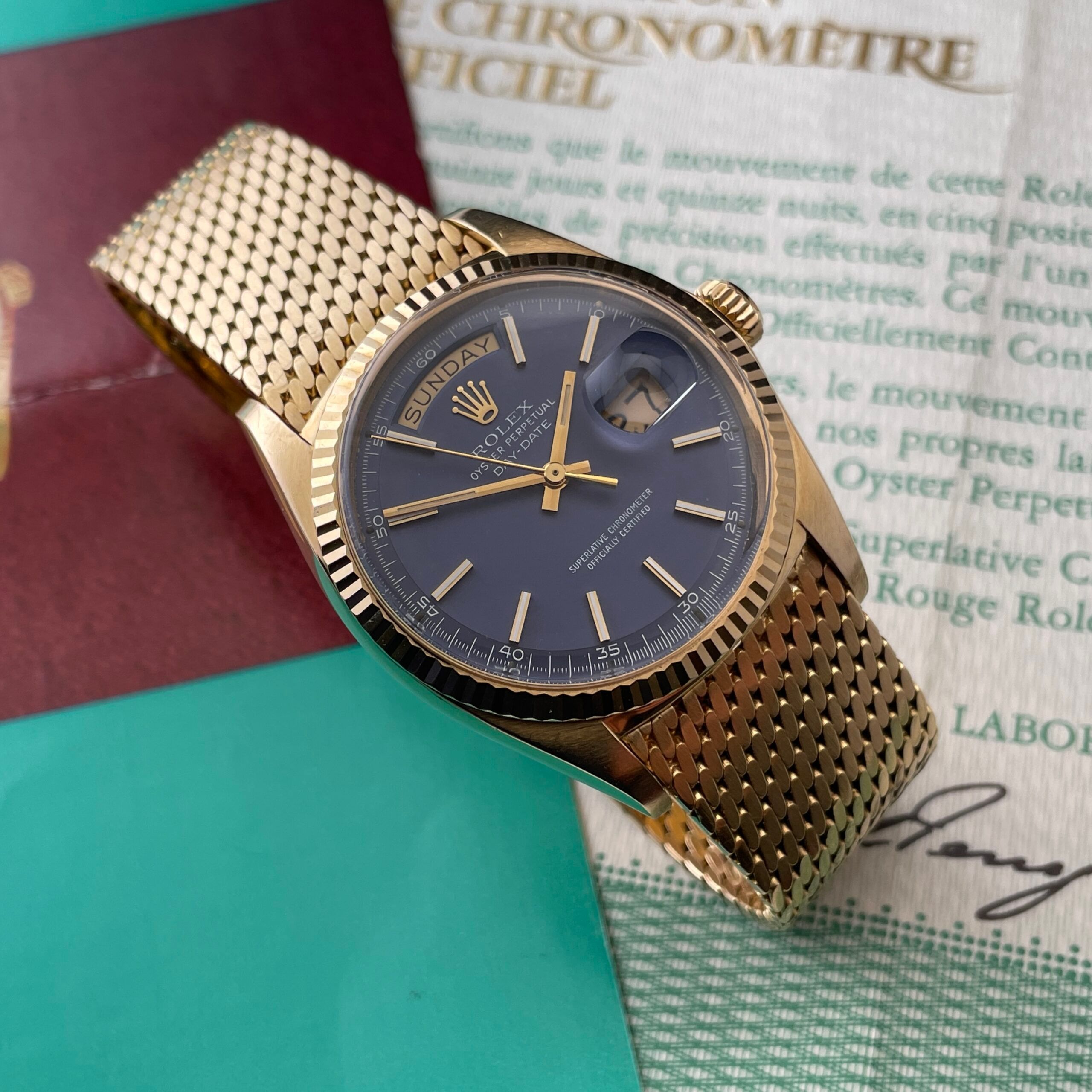 Rolex Day-Date 1803 Mat Blue Dial with Original Mesh Bracelet, photo 7 of 22