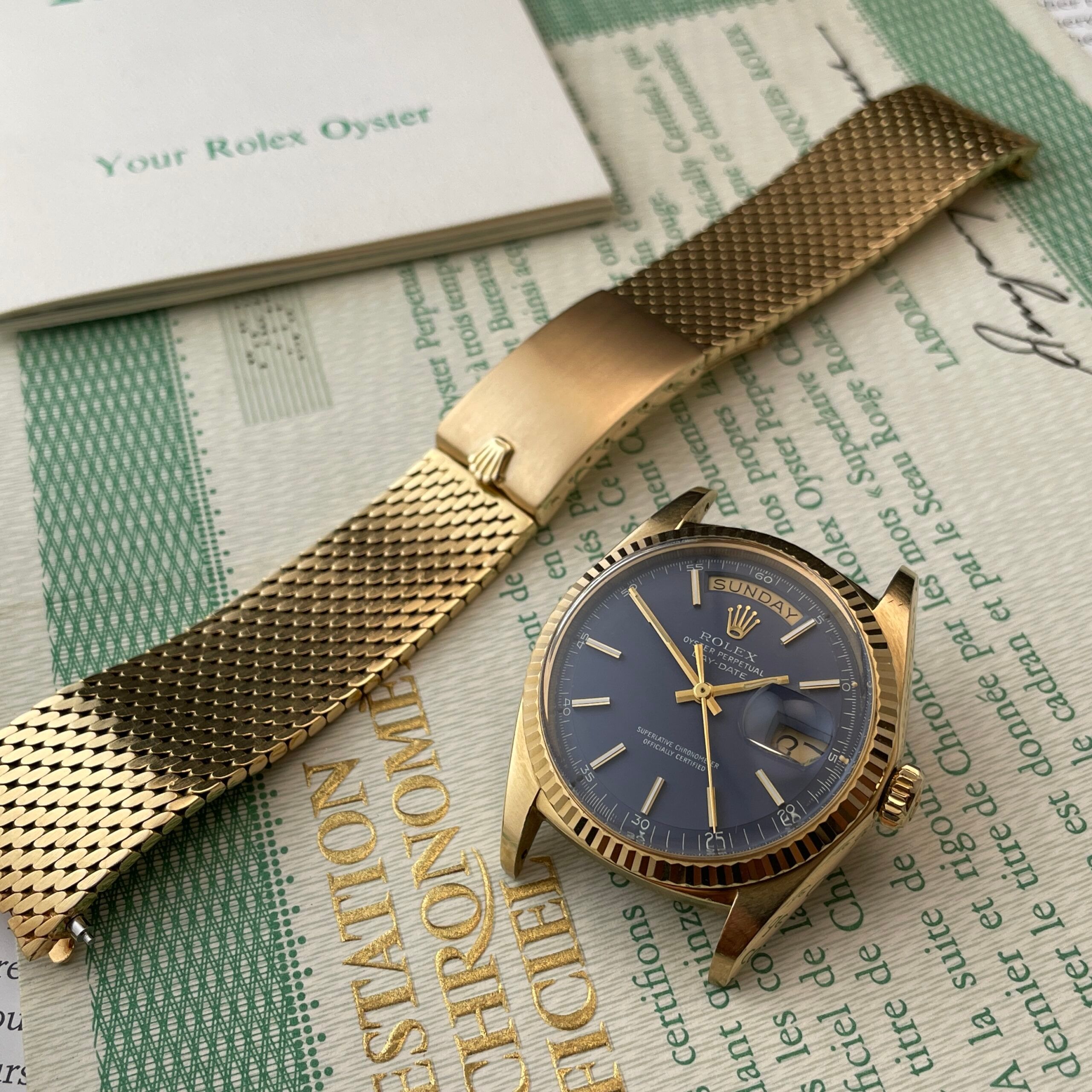 Rolex Day-Date 1803 Mat Blue Dial with Original Mesh Bracelet, photo 6 of 22