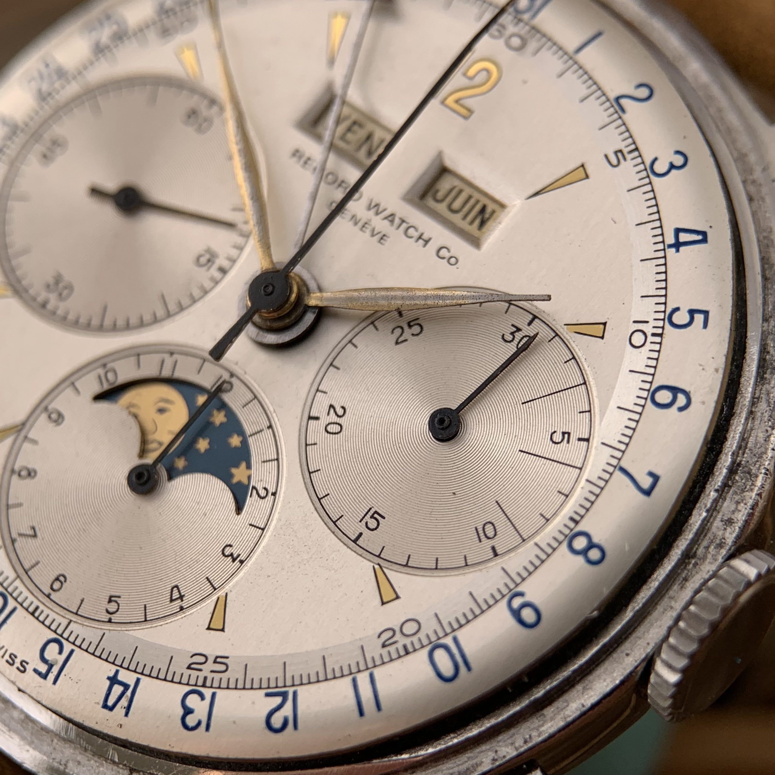 Record Watch & Co Rare Valjoux 88 Triple-Date Moonphase Chronograph, photo 5 of 15