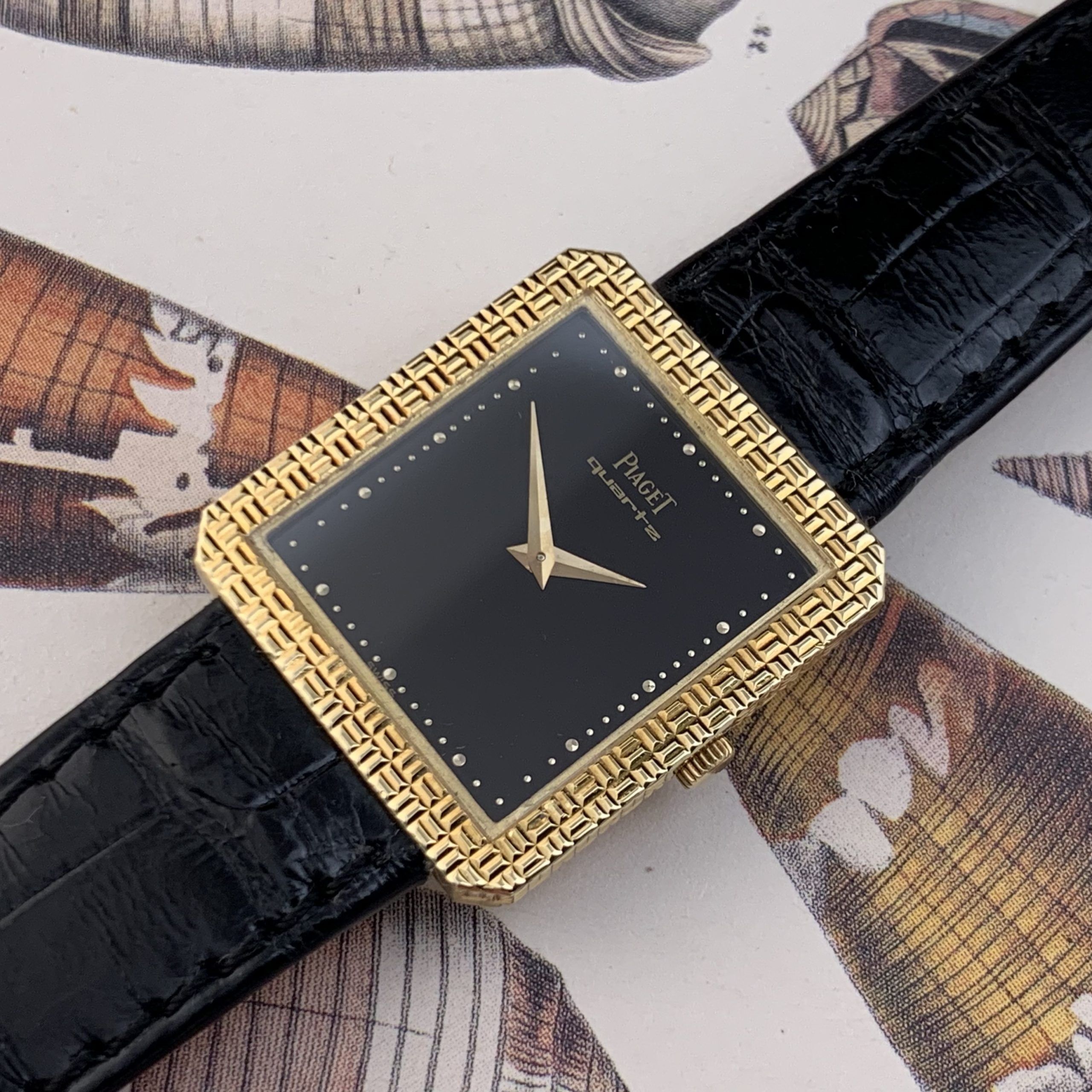 Piaget Onyx Dial Yellow Gold Gentlemen Dress Watch