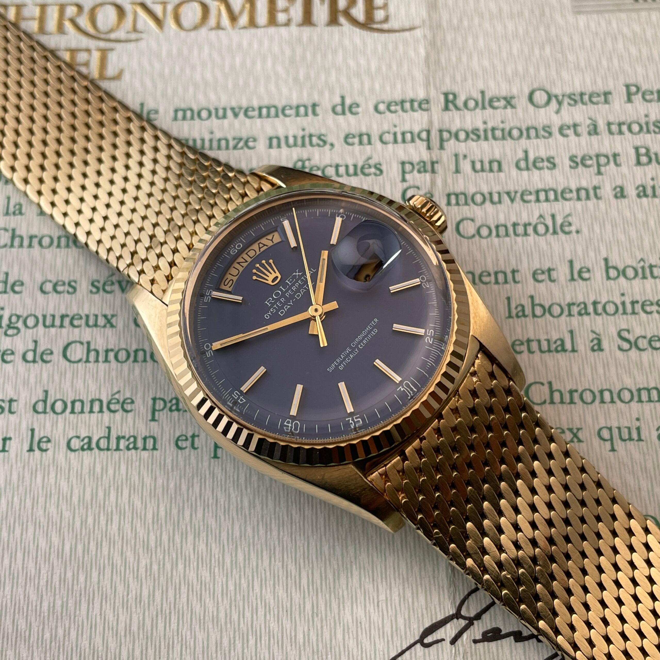 Rolex Day-Date 1803 Mat Blue Dial with Original Mesh Bracelet, photo 4 of 22