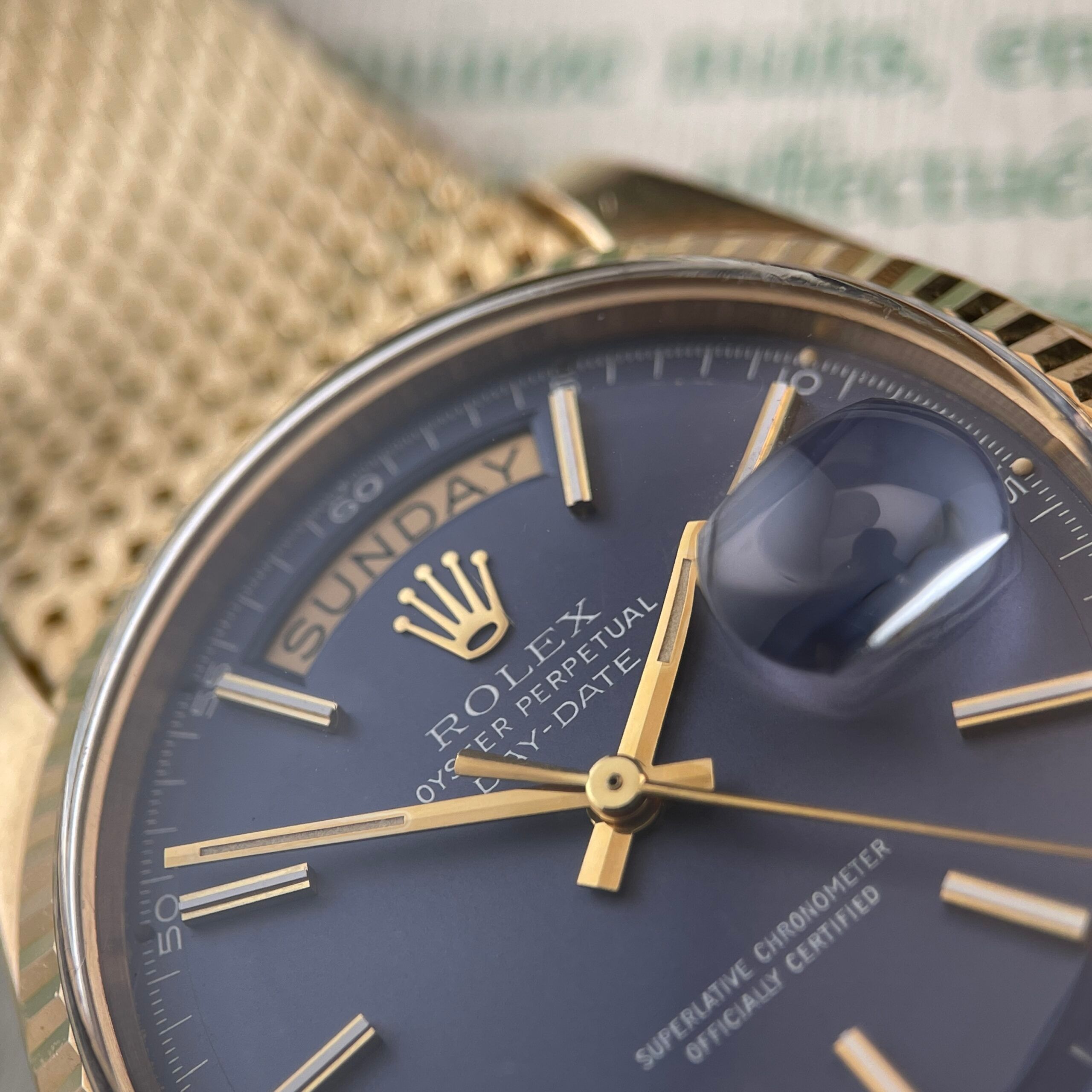 Rolex Day-Date 1803 Mat Blue Dial with Original Mesh Bracelet, photo 2 of 22